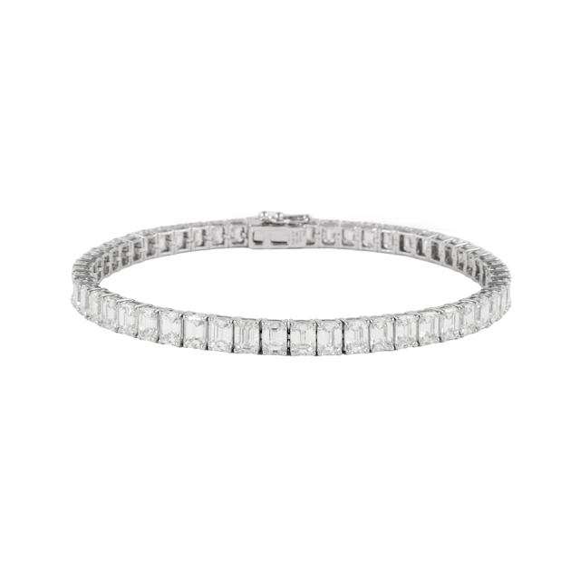 White Gold and 12.65ctw Emerald Cut Diamond Tennis Bracelet