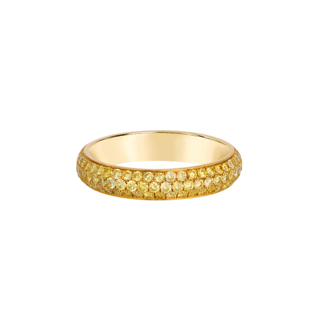 Gold and 1.55ctw Yellow Diamond Three Row Eternity Band Ring
