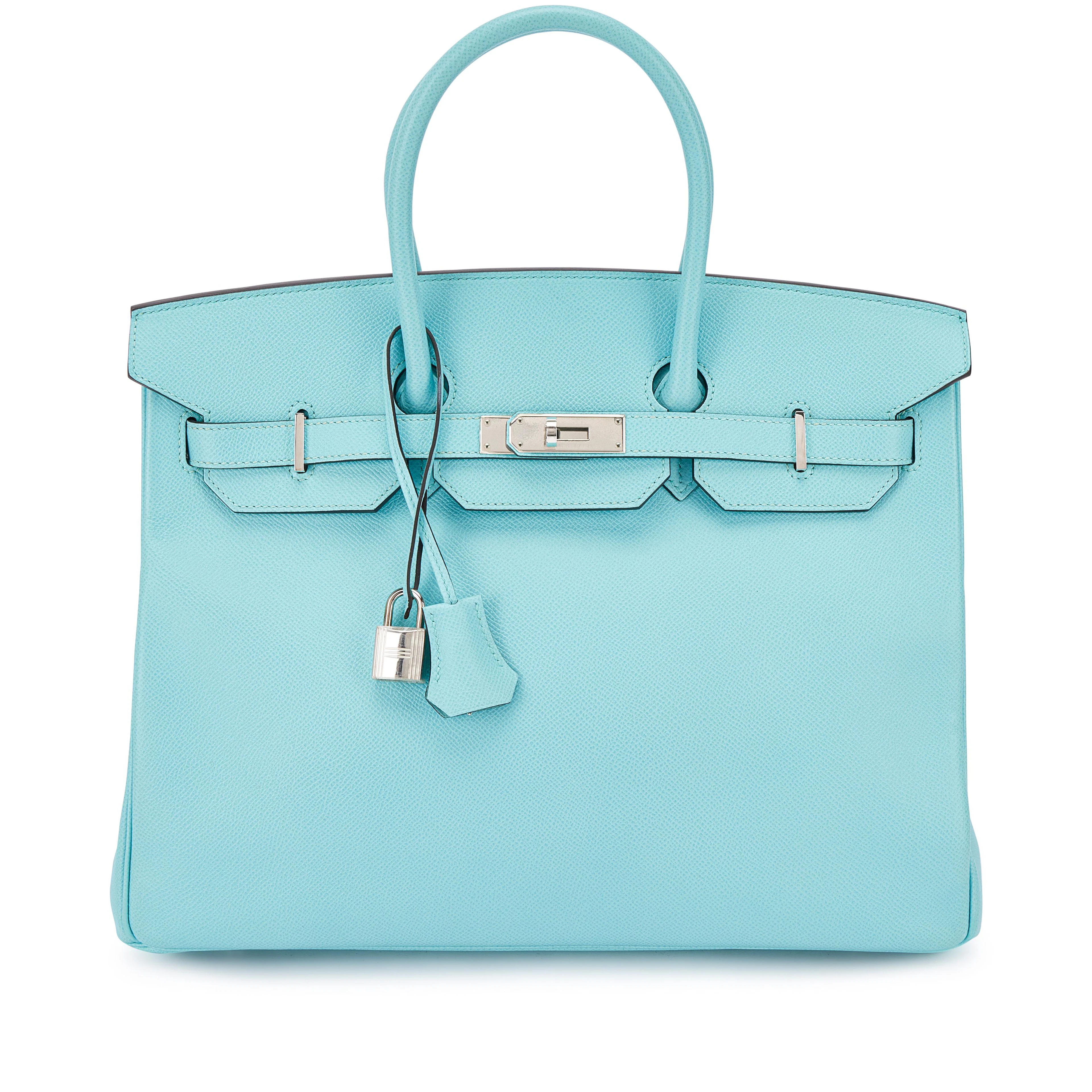 Bleu Atoll Epsom Birkin 35 Palladium Hardware, 2015
