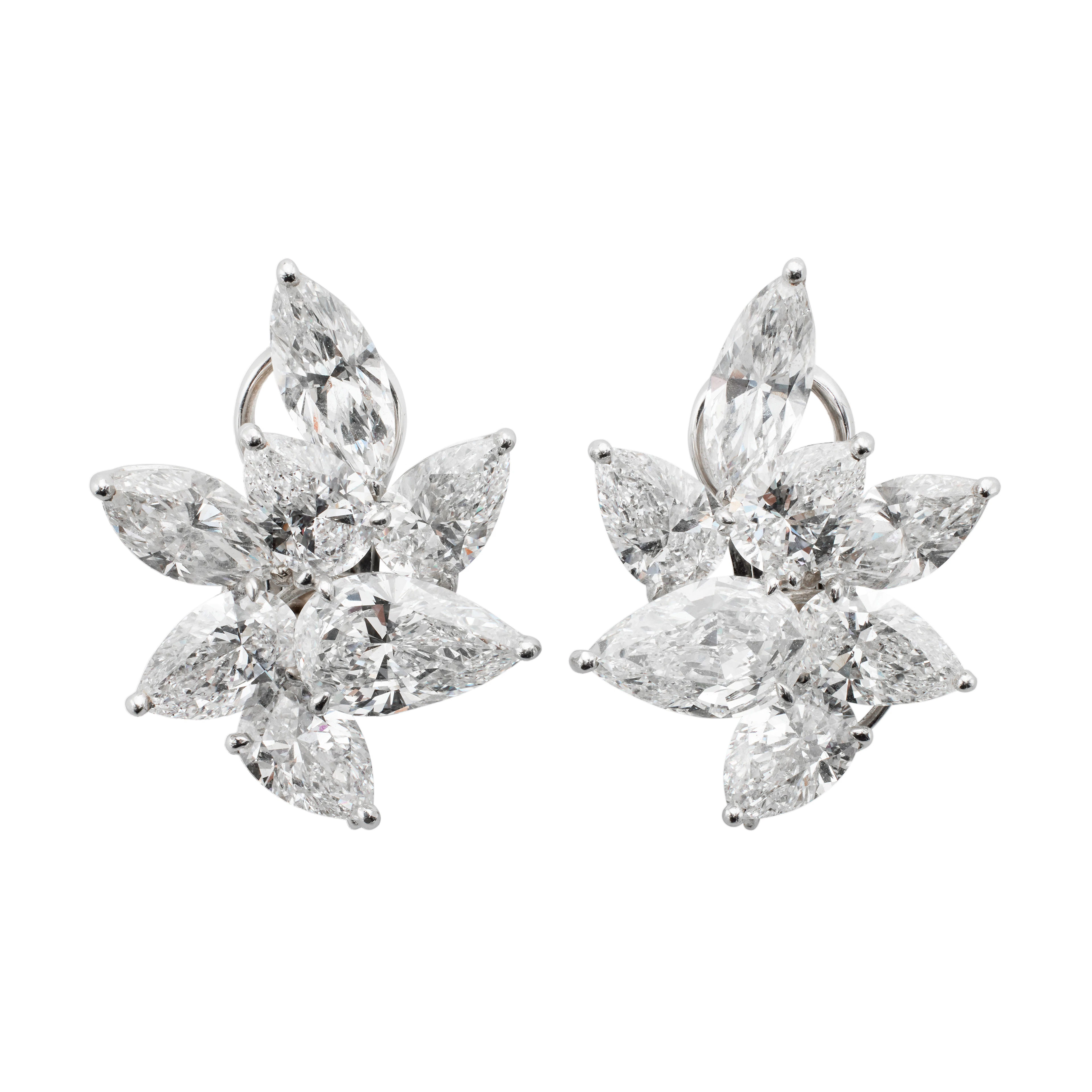 Platinum and 16.79ctw Diamond Cluster Earclips