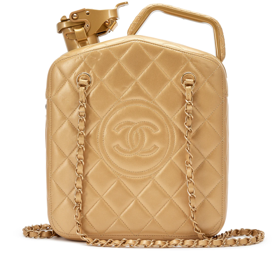 Light Gold Quilted Lambskin Paris Dubai by Night Gas Tank Jerry Can