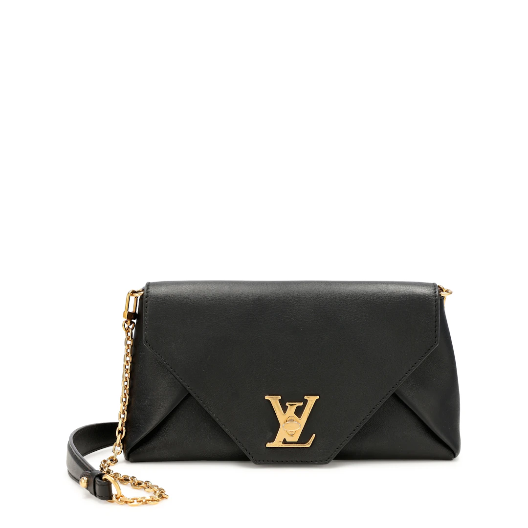 Black Calfskin Love Note Bag Gold Hardware, 2017