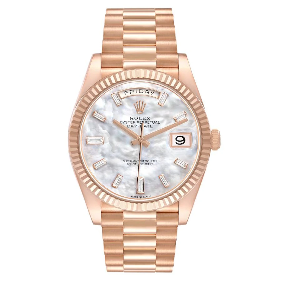 President Day-Date (Reference 228235). A 40mm rose gold diamond-set
