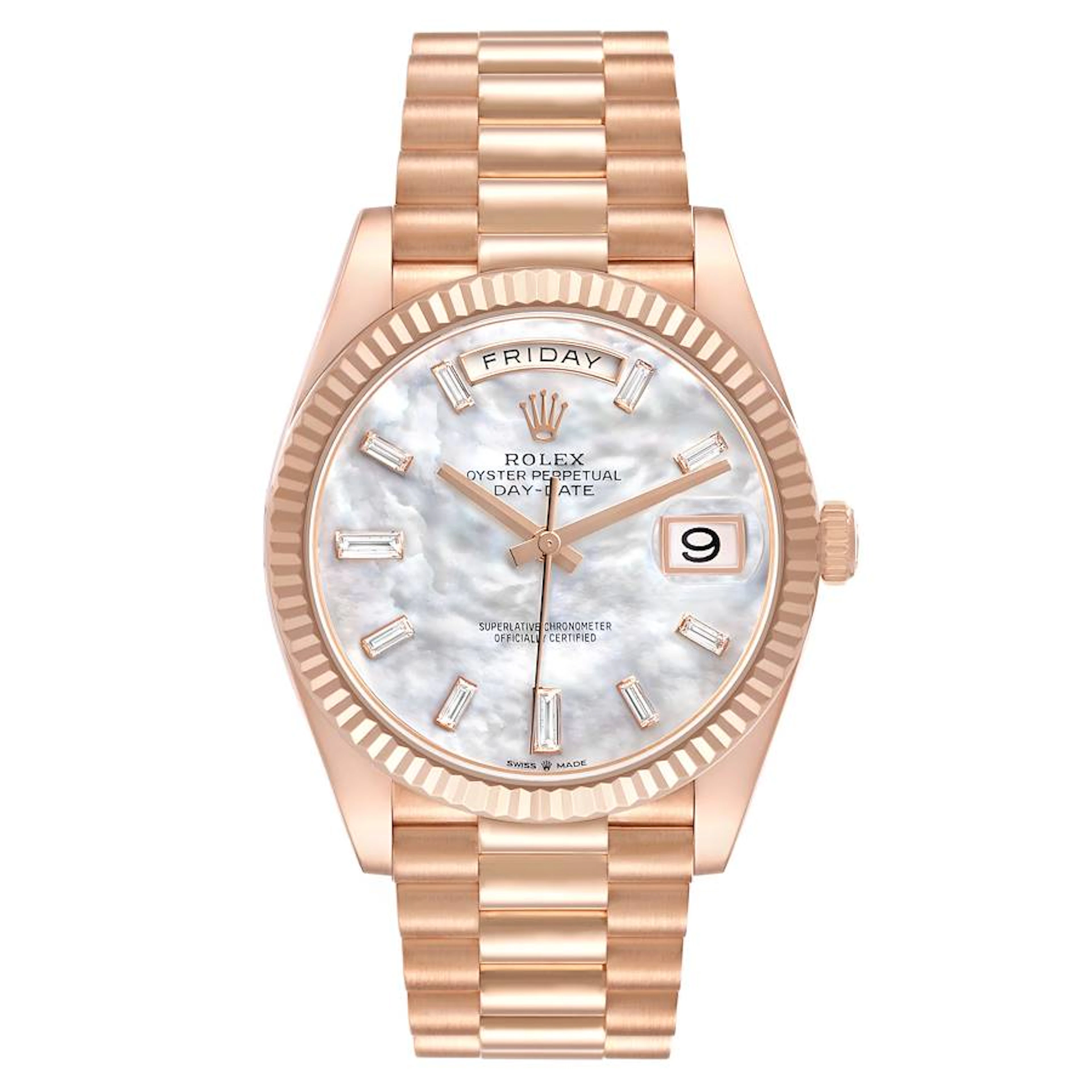 President Day-Date (Reference 228235). A 40mm rose gold diamond-set