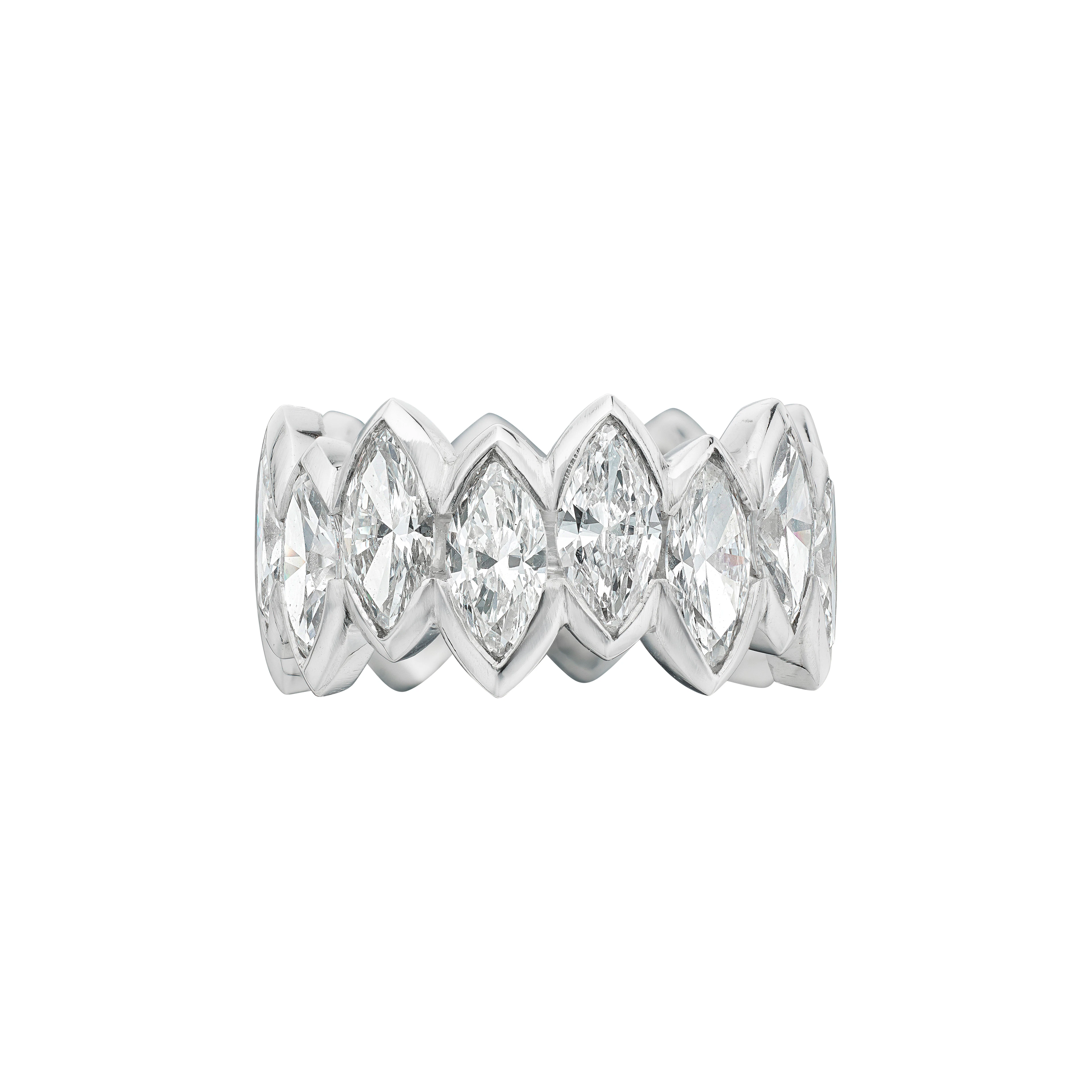 Platinum and 6.35ctw Marquise Cut Diamond Eternity Band Ring