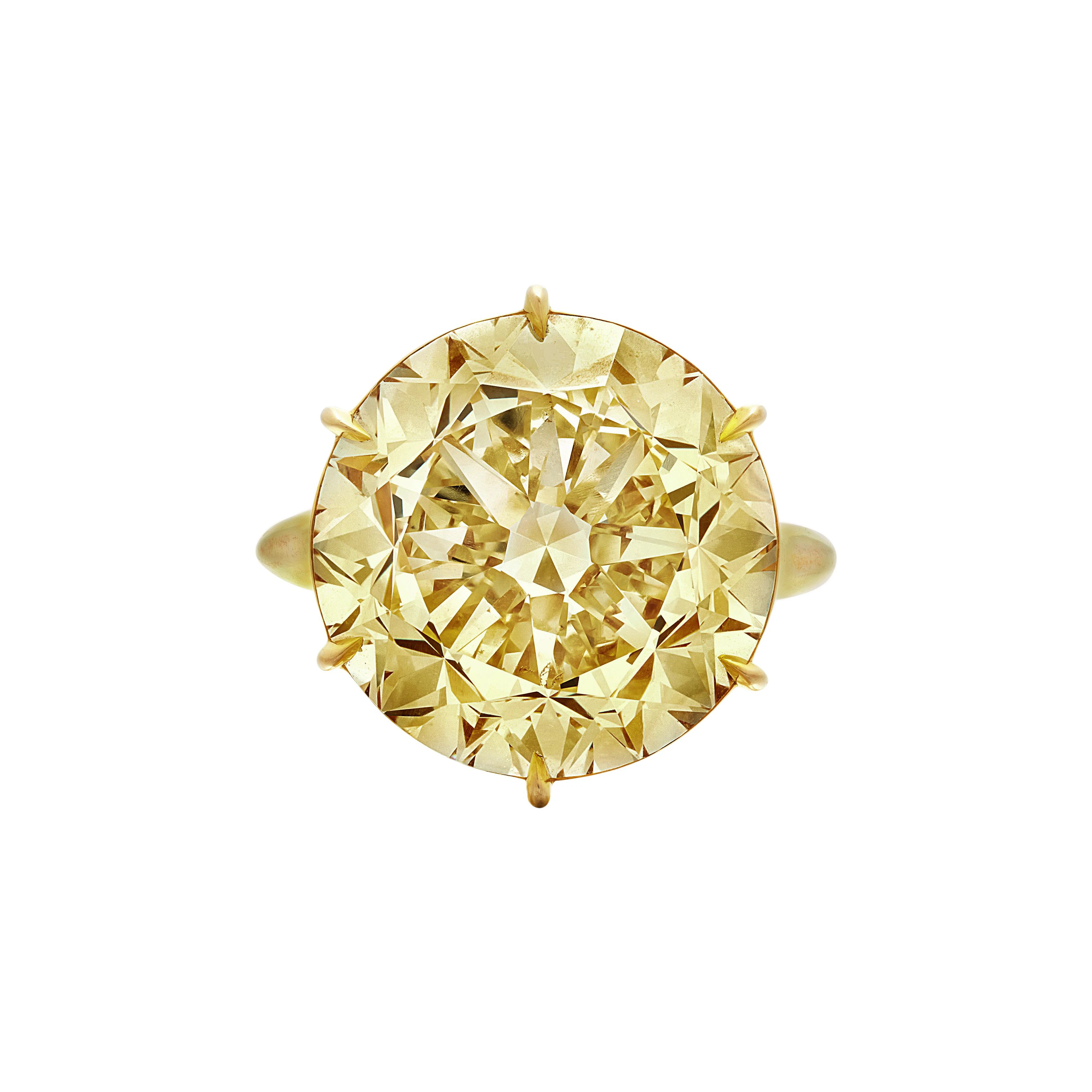 Gold and 16.10ct Round Brilliant Cut Fancy Yellow Diamond Ring