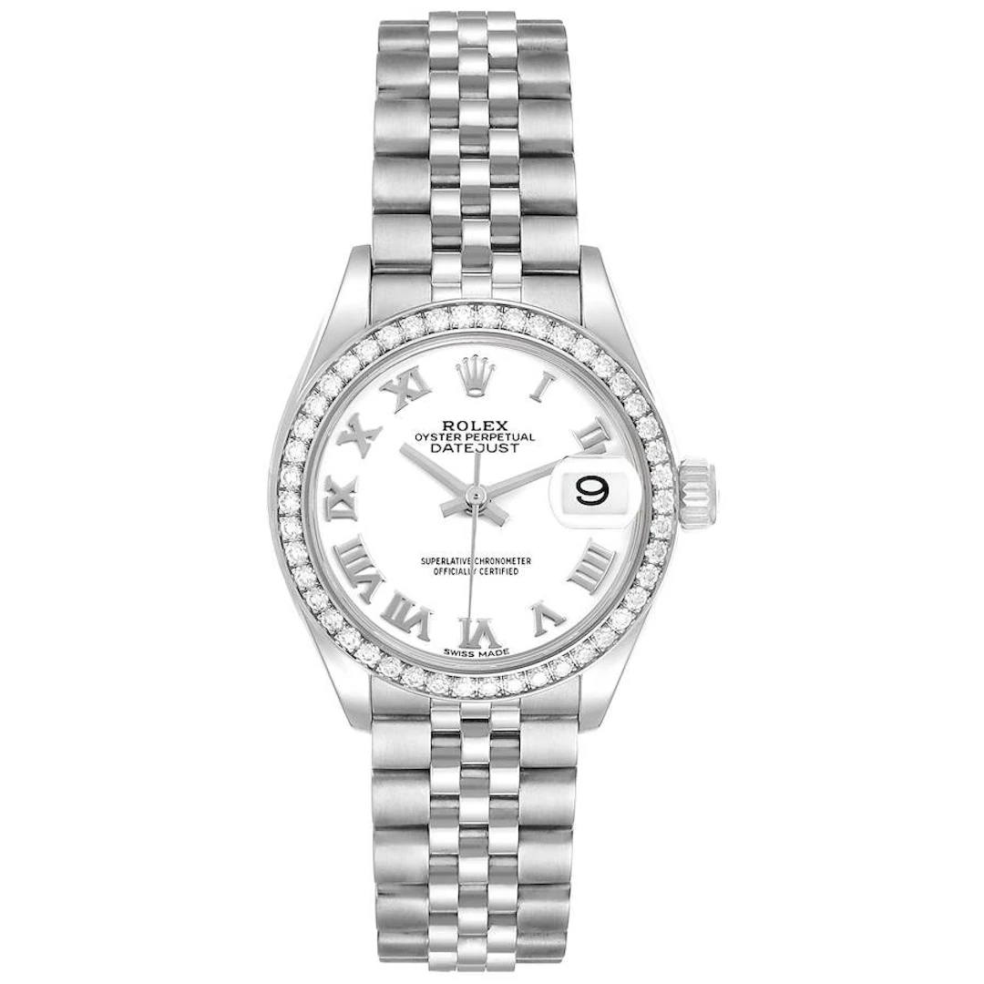 Datejust (Reference 279384). A 28mm stainless steel white gold diamond-set