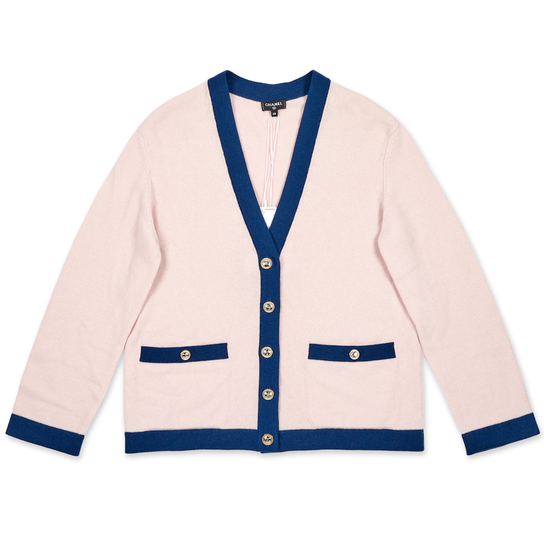 Pink and Navy Cashmere Cardigan, 2021