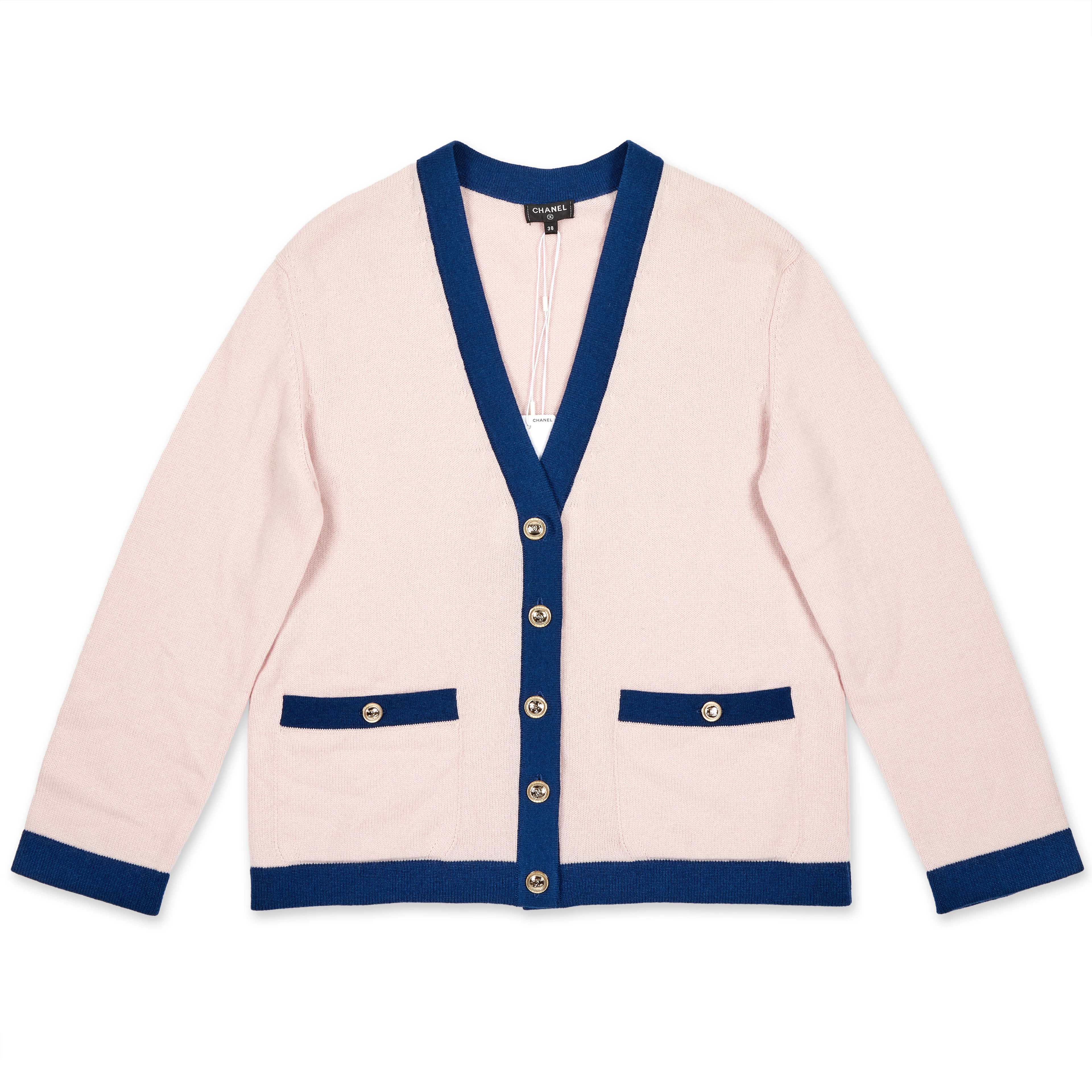 Pink and Navy Cashmere Cardigan, 2021