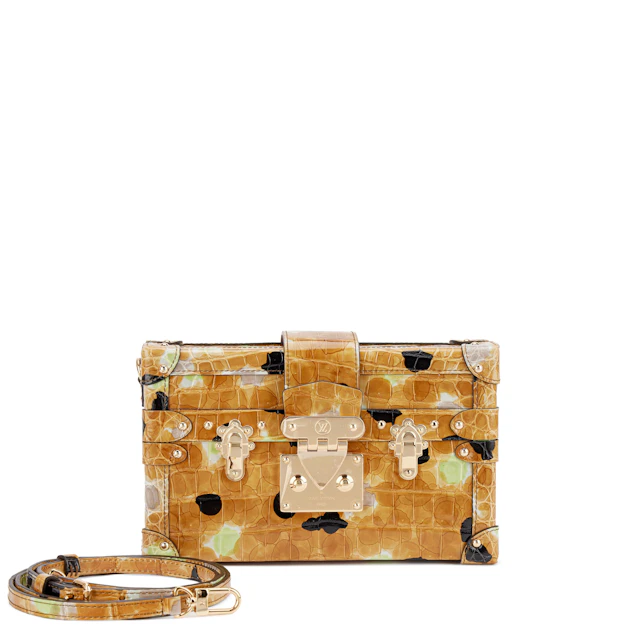 Yellow and Multicolor Shiny Niloticus Crocodile Petite Malle Gold Hardware