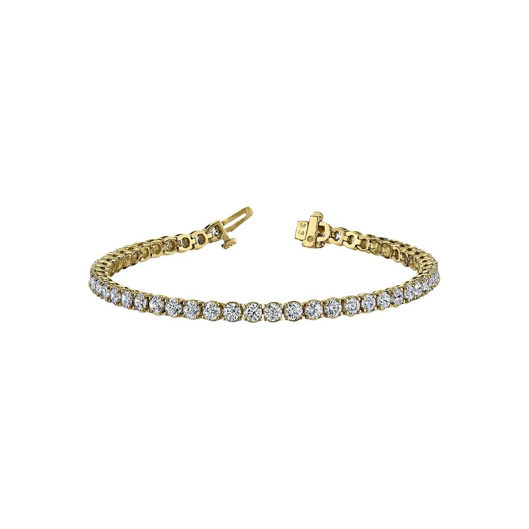Gold and 11.10ctw Round Brilliant Cut Diamond Tennis Bracelet