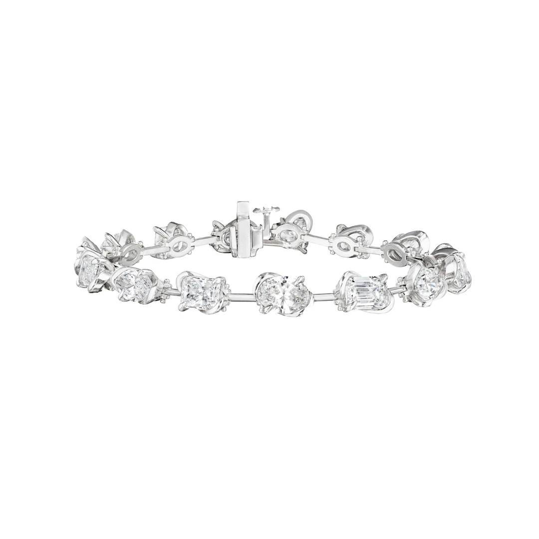 Platinum and 11.31ctw Fancy Cut Diamond Line Bracelet