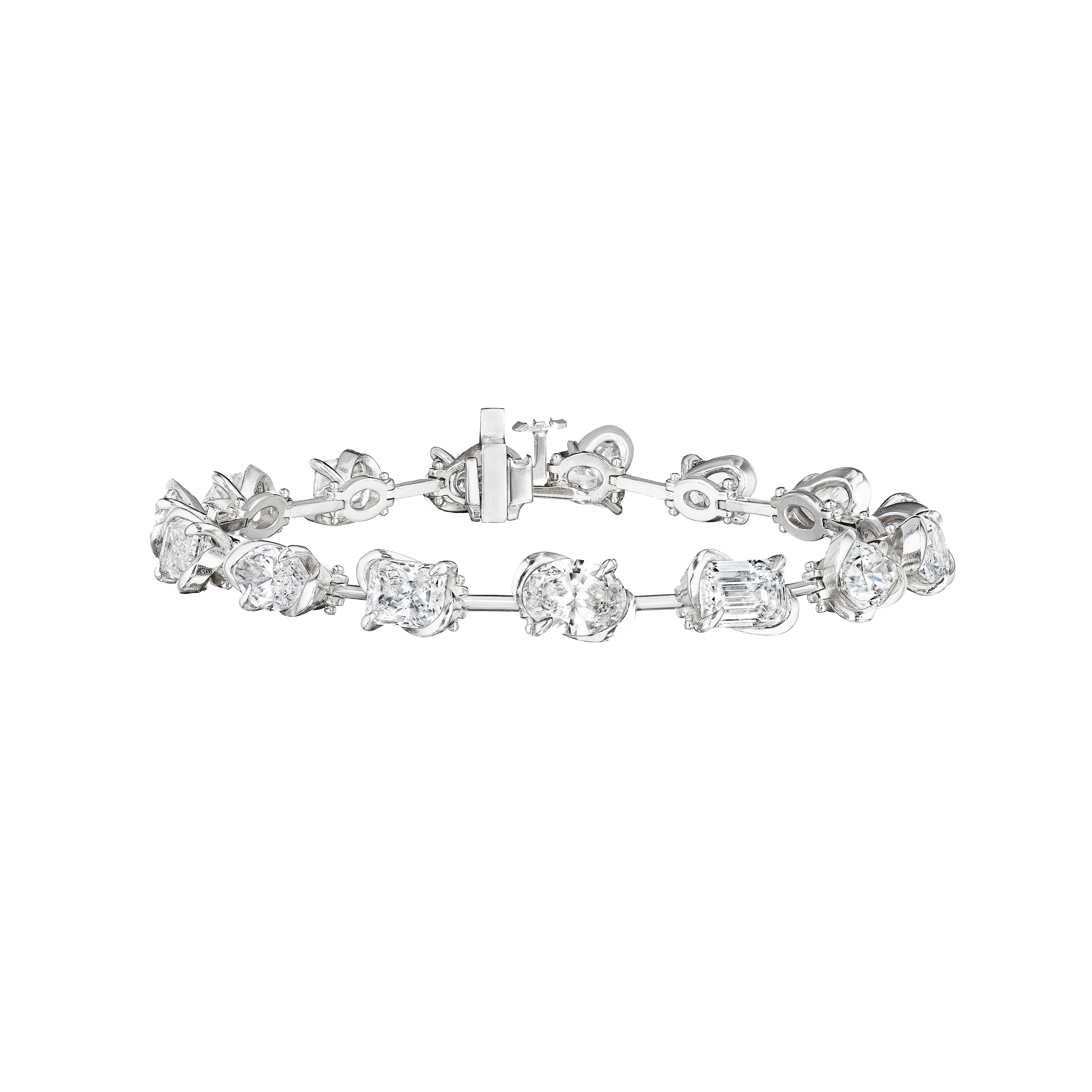 Platinum and 11.31ctw Fancy Cut Diamond Line Bracelet