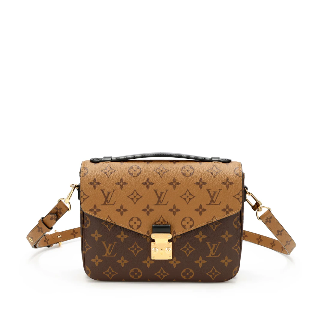 Ebene Reverse Monogram Coated Canvas Pochette Mètis Gold Hardware, 2021-2022