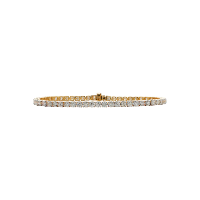 Gold and 4.55ctw Round Brilliant Cut Diamond Tennis Bracelet