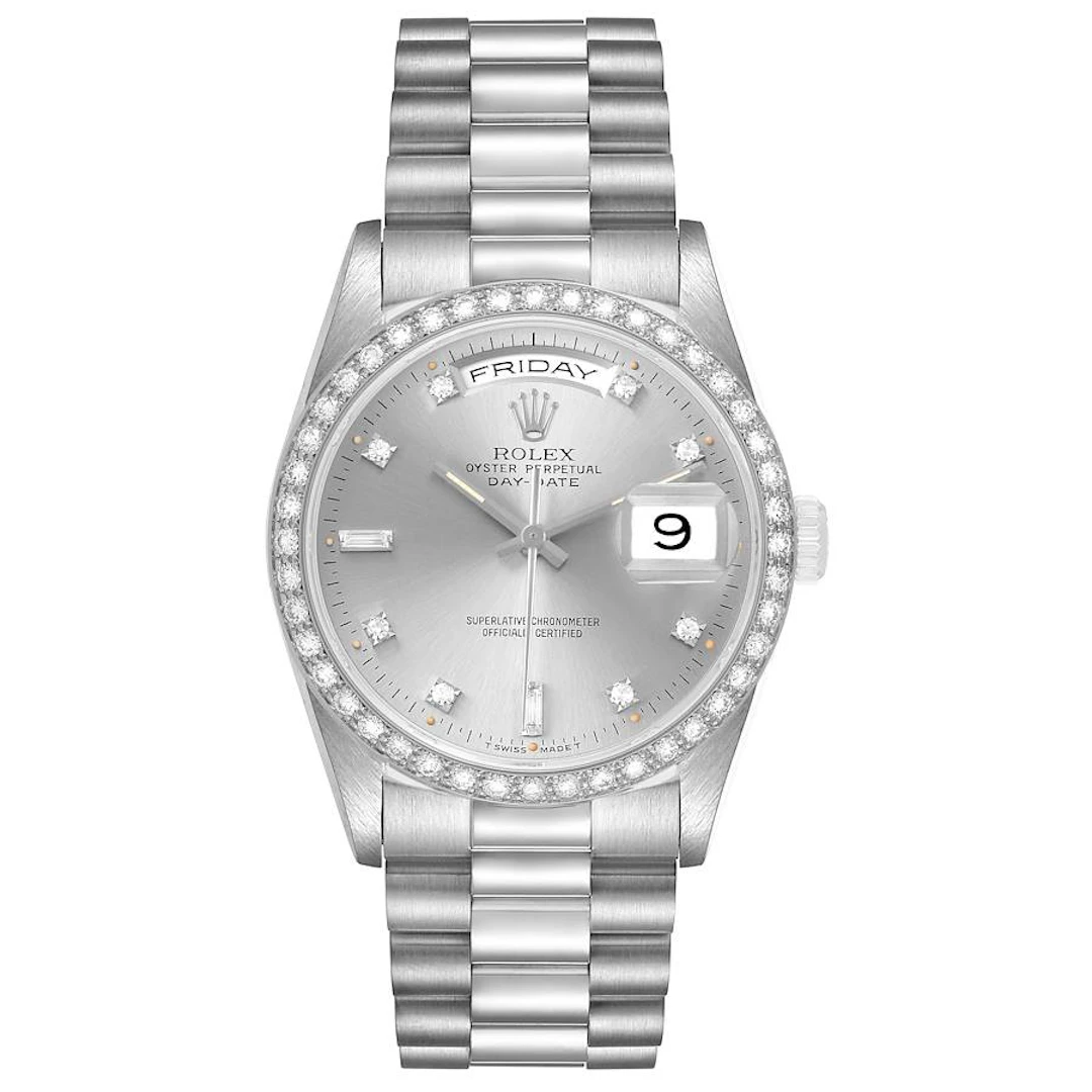 President Day-Date (Reference 18349). A 36mm white gold diamond-set