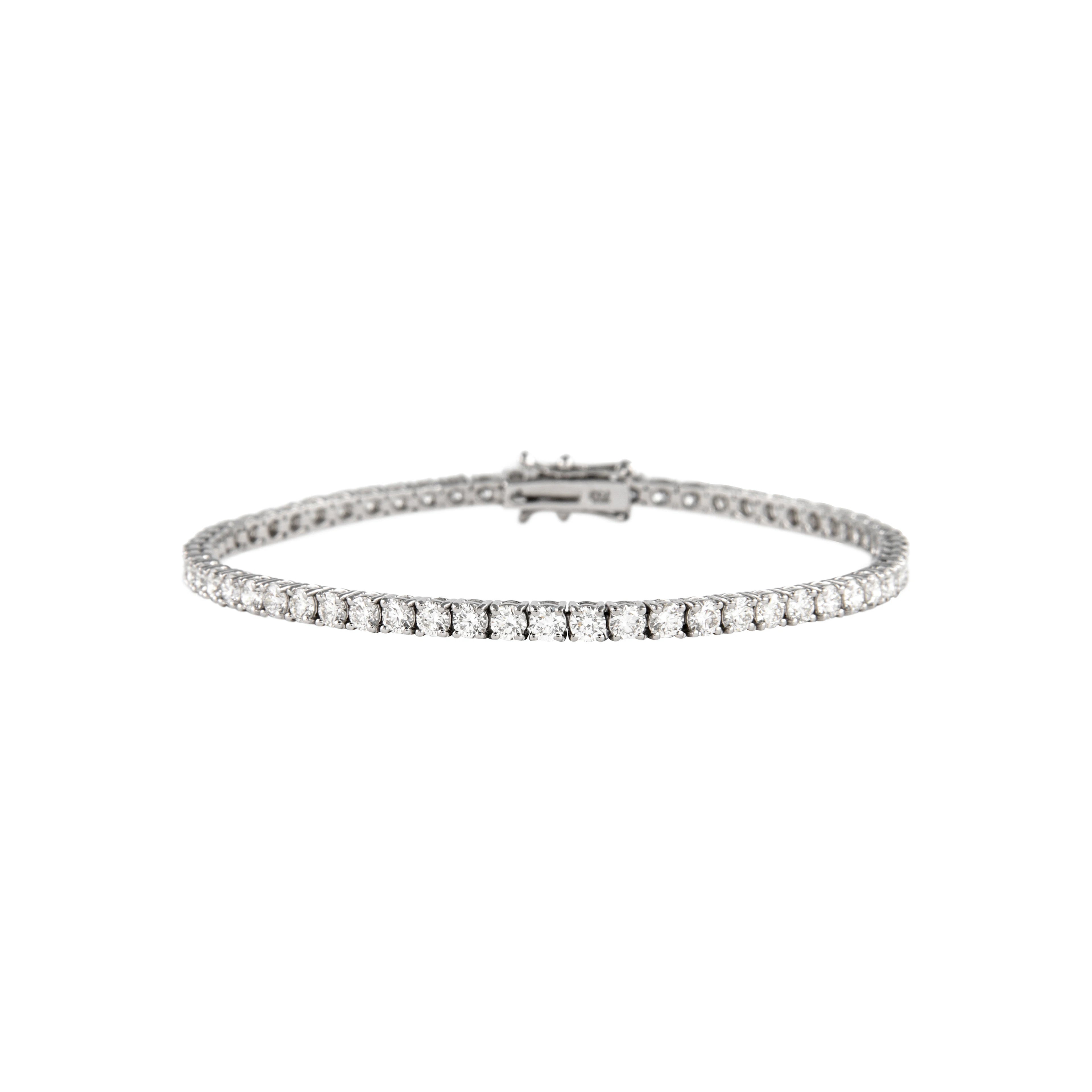 White Gold and 4.35ctw Round Brilliant Cut Diamond Tennis Bracelet