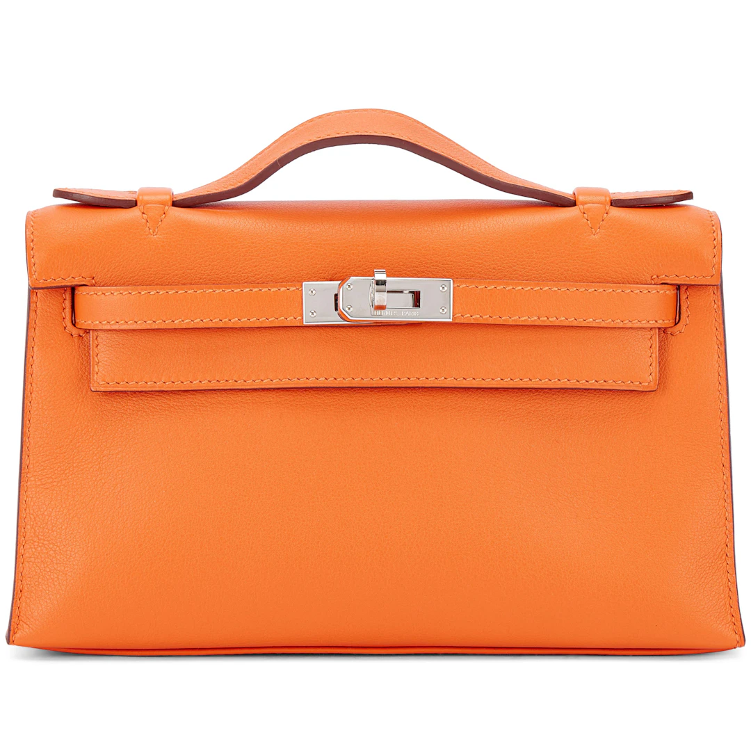 Orange Swift Kelly Pochette Palladium Hardware, 2009