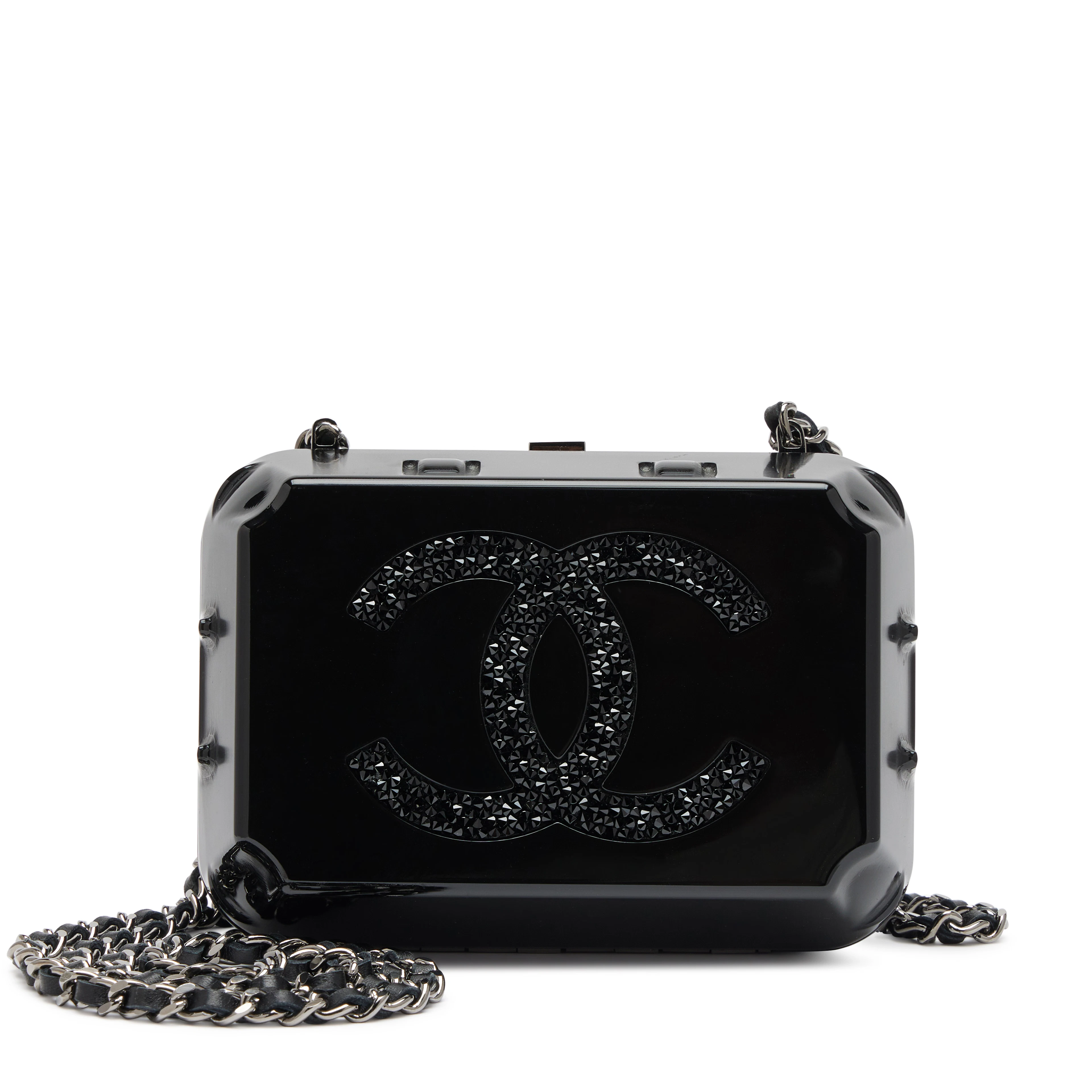 Black Plexiglass Supermarket Egg Carton Minaudière Strass CC Jewelry
