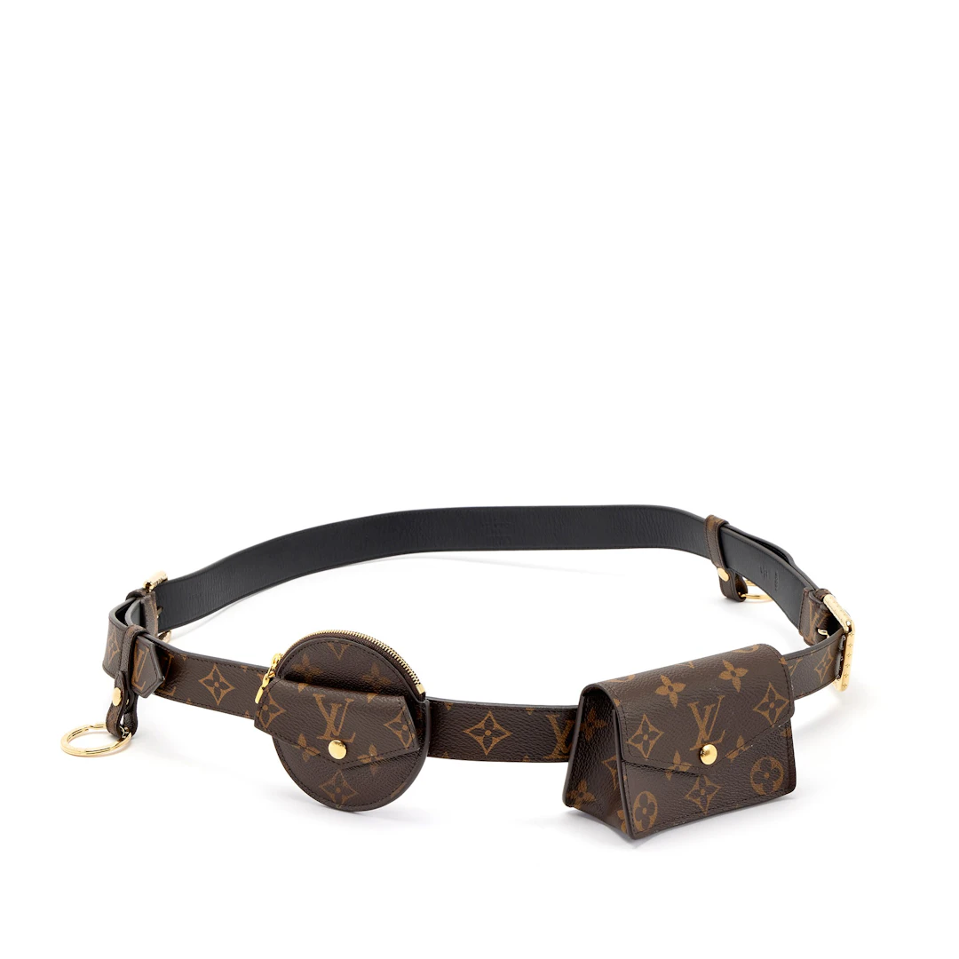 Brown Monogram Coated Canvas Daily Multi Pocket Belt 70 Gold Hardware
