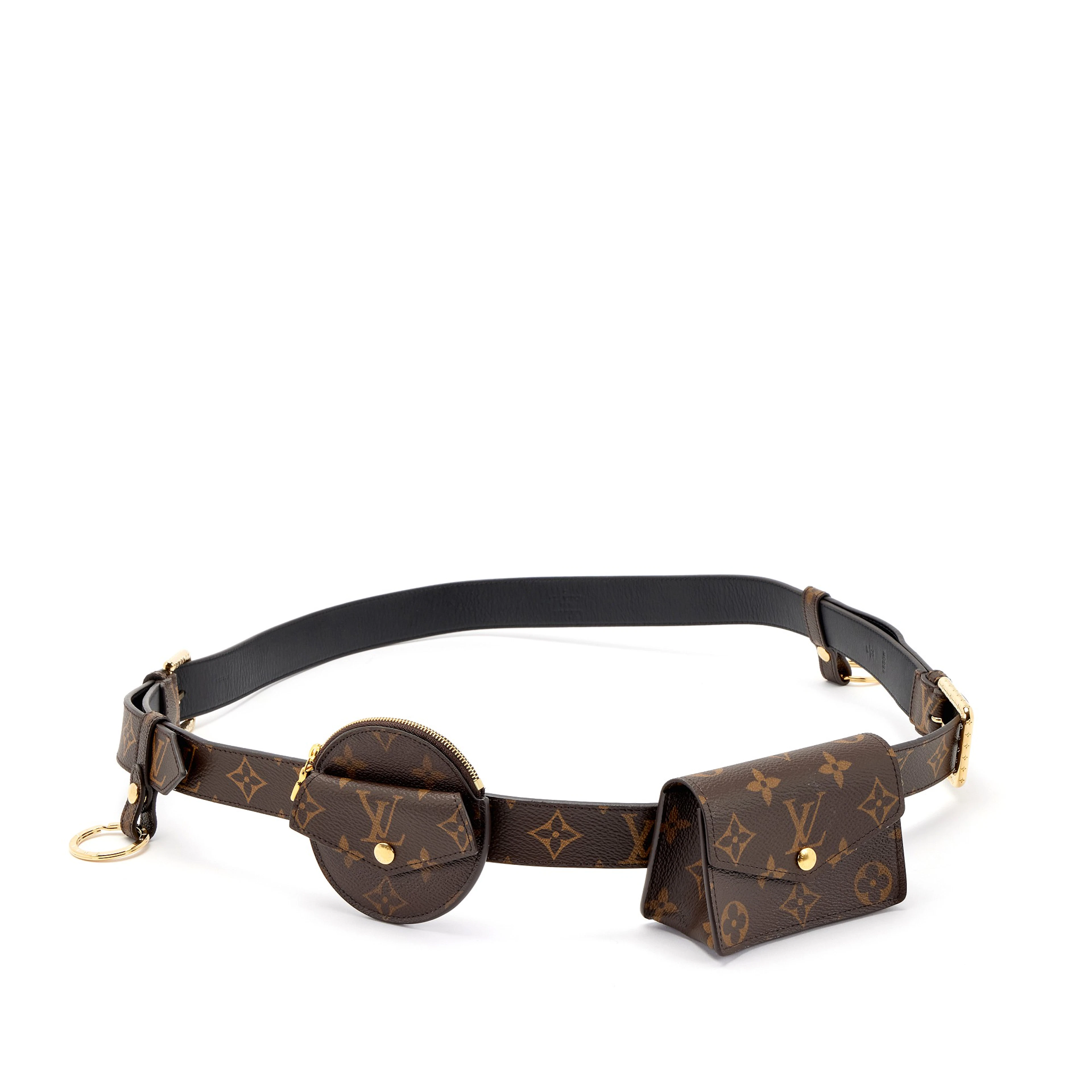 Brown Monogram Coated Canvas Daily Multi Pocket Belt 70 Gold Hardware