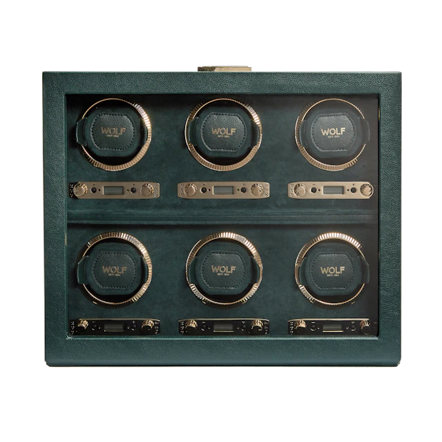 British Racing 6-Piece Watch Winder In Green