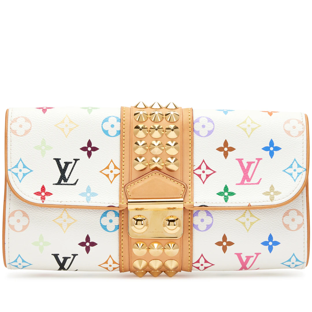 White Monogram Multicolore Courtney Clutch Bag Gold Hardware, 2009