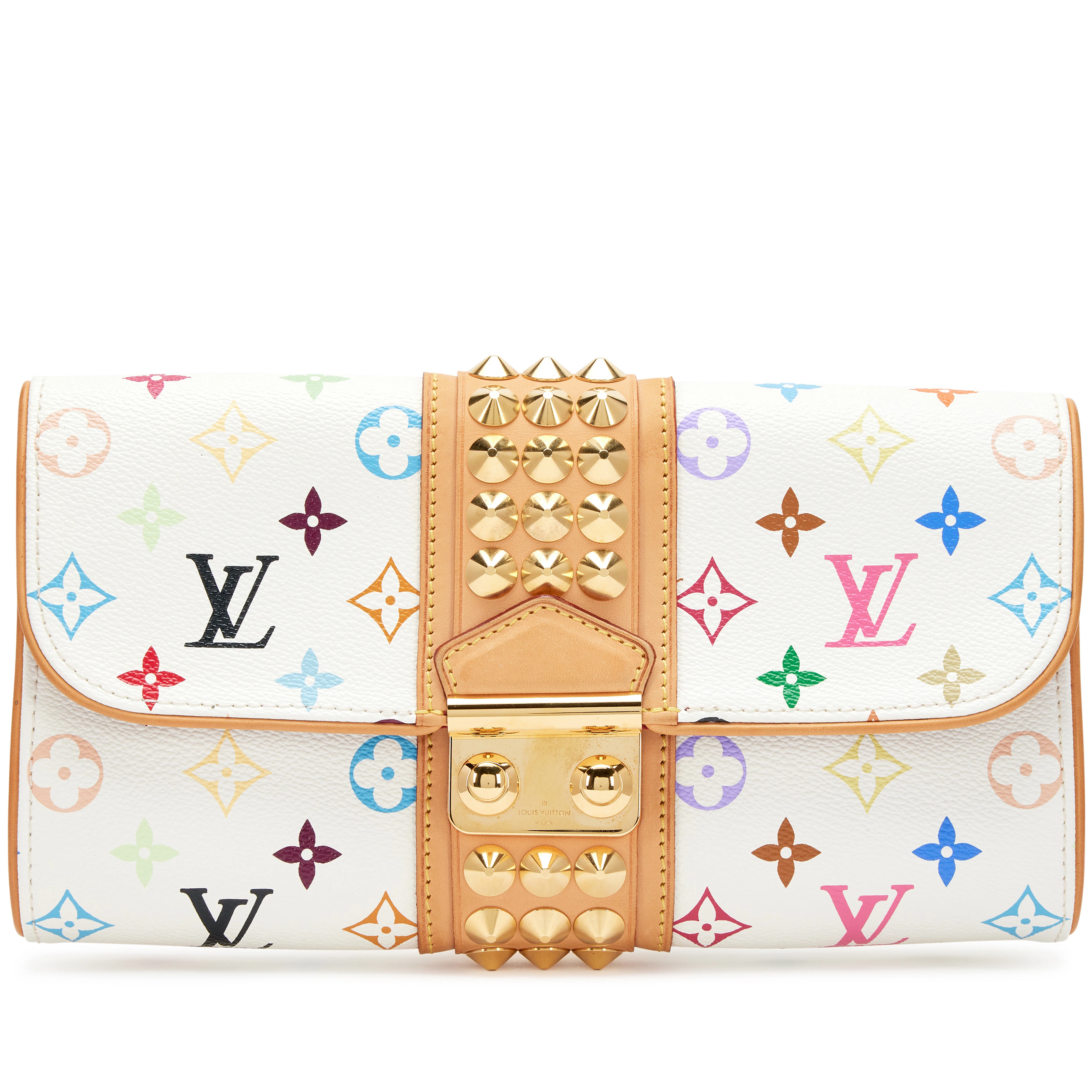 White Monogram Multicolore Courtney Clutch Bag Gold Hardware, 2009