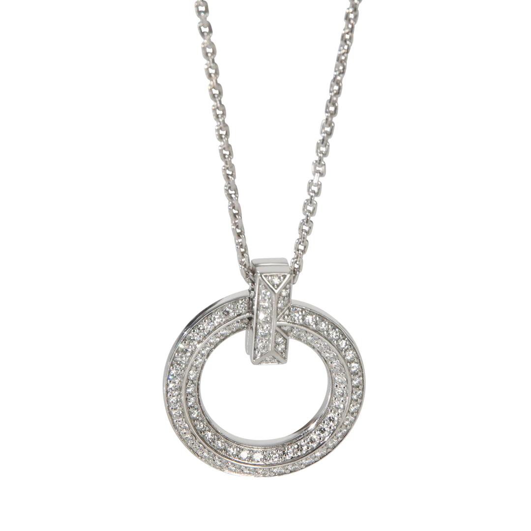 White Gold and Diamond Tiffany T T1 Circle Pendant Necklace