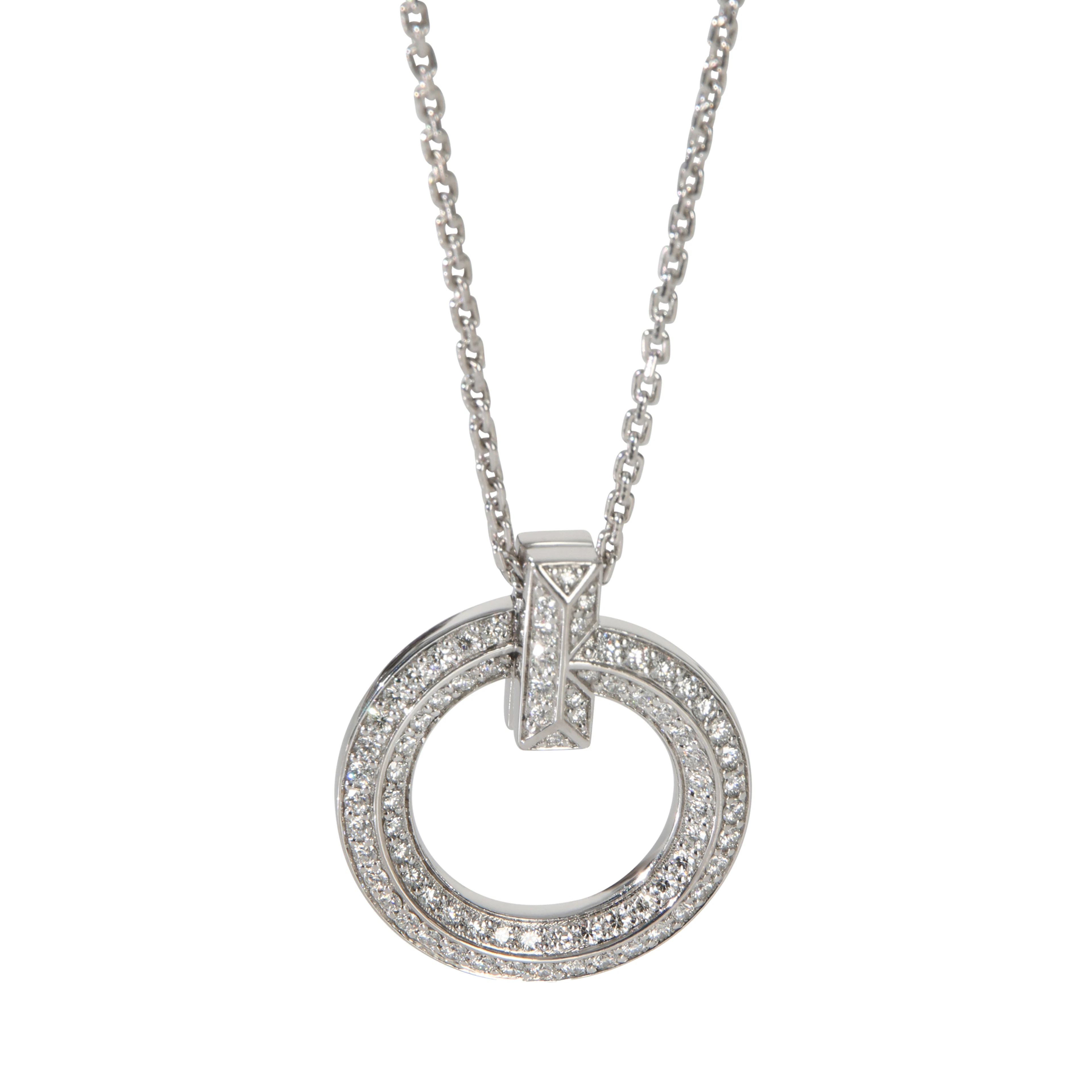 White Gold and Diamond Tiffany T T1 Circle Pendant Necklace