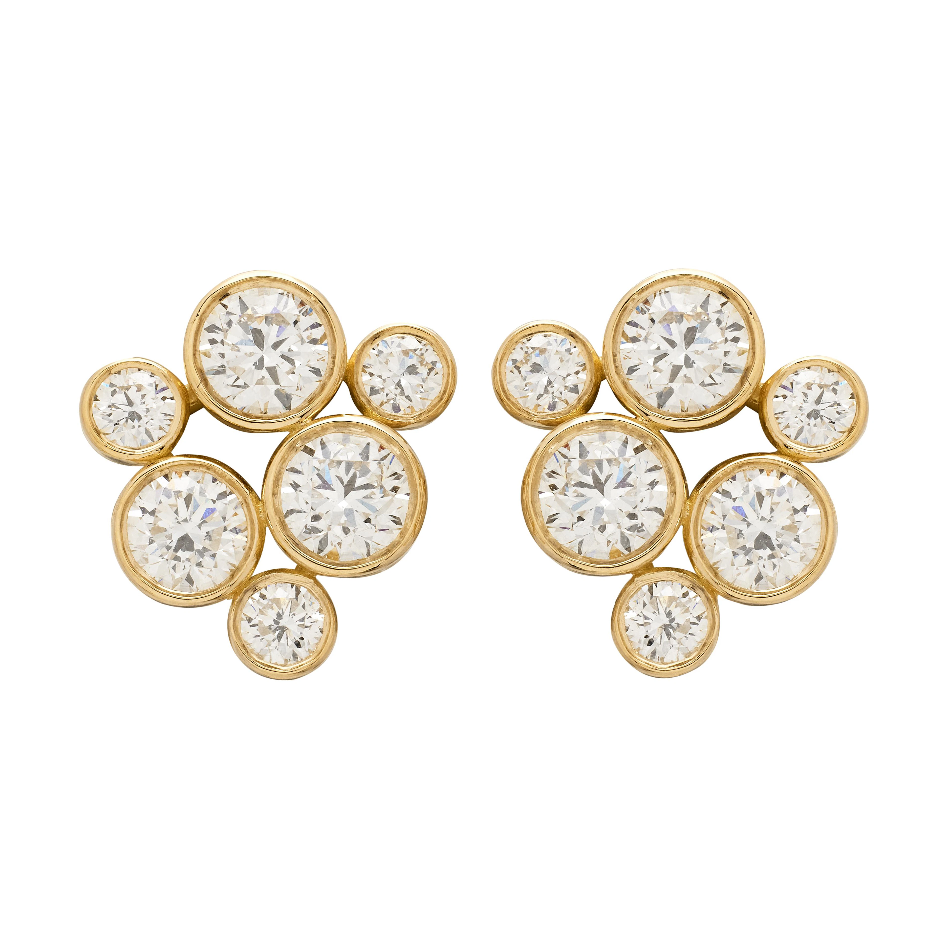 Gold and Diamond Stud Earrings