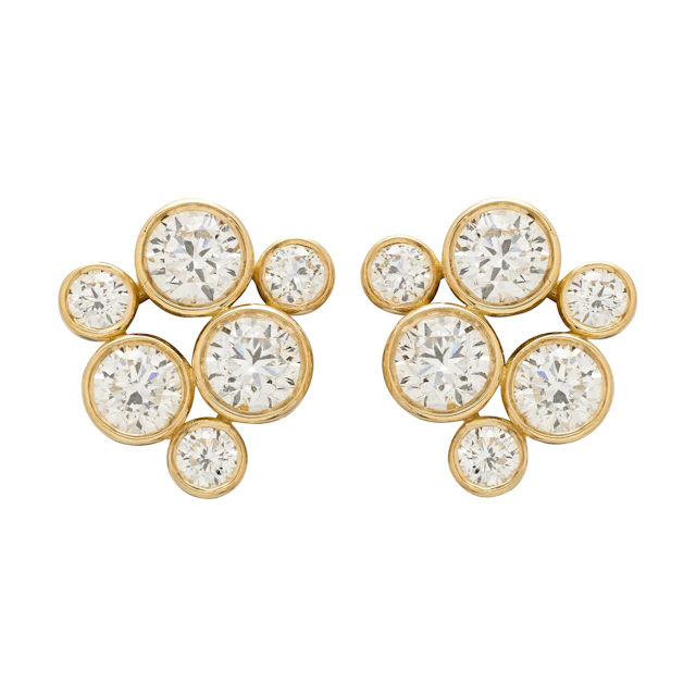 Gold and Diamond Stud Earrings