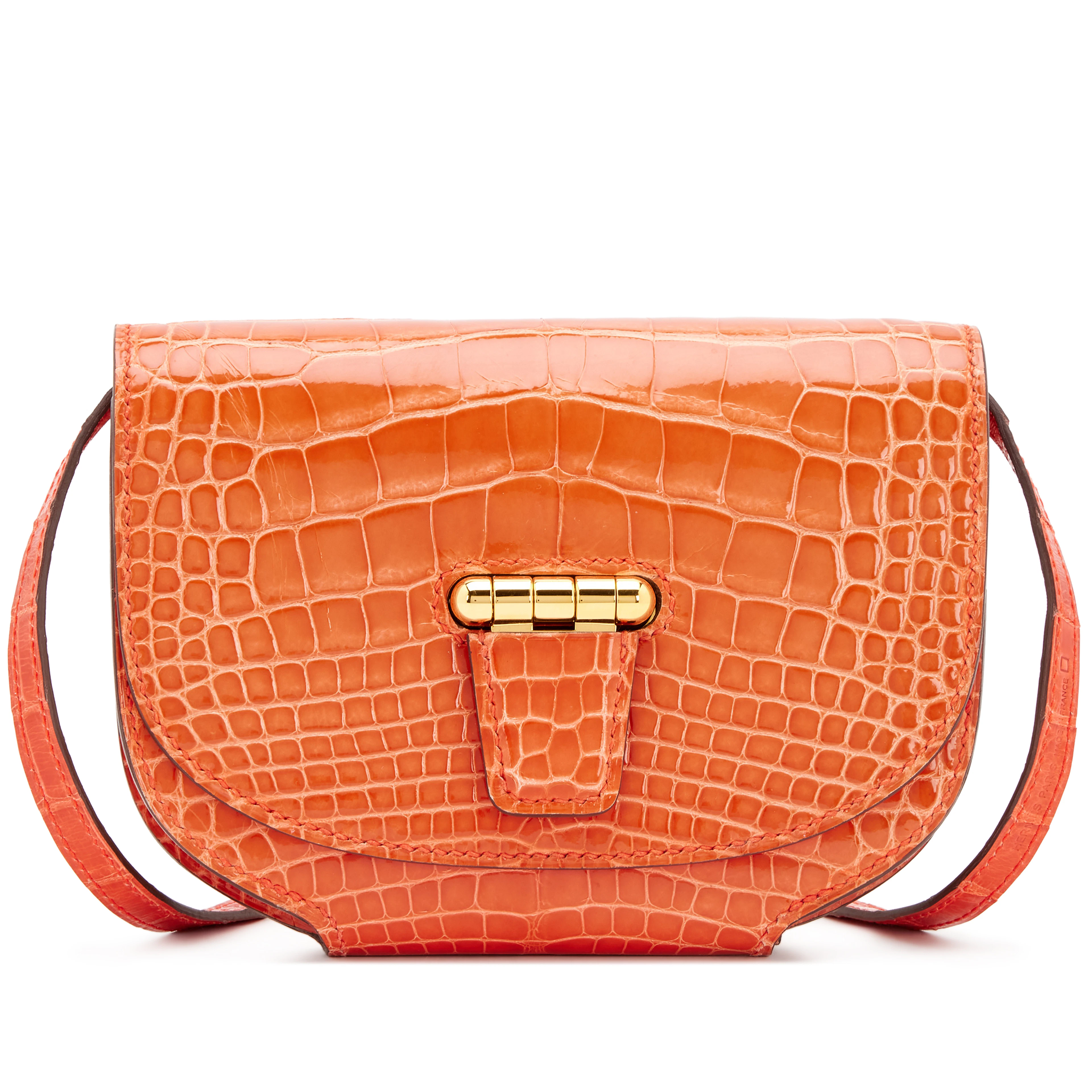Rouge Indien Shiny Alligator Mini Convoyeur Bag Gold Hardware, 2017