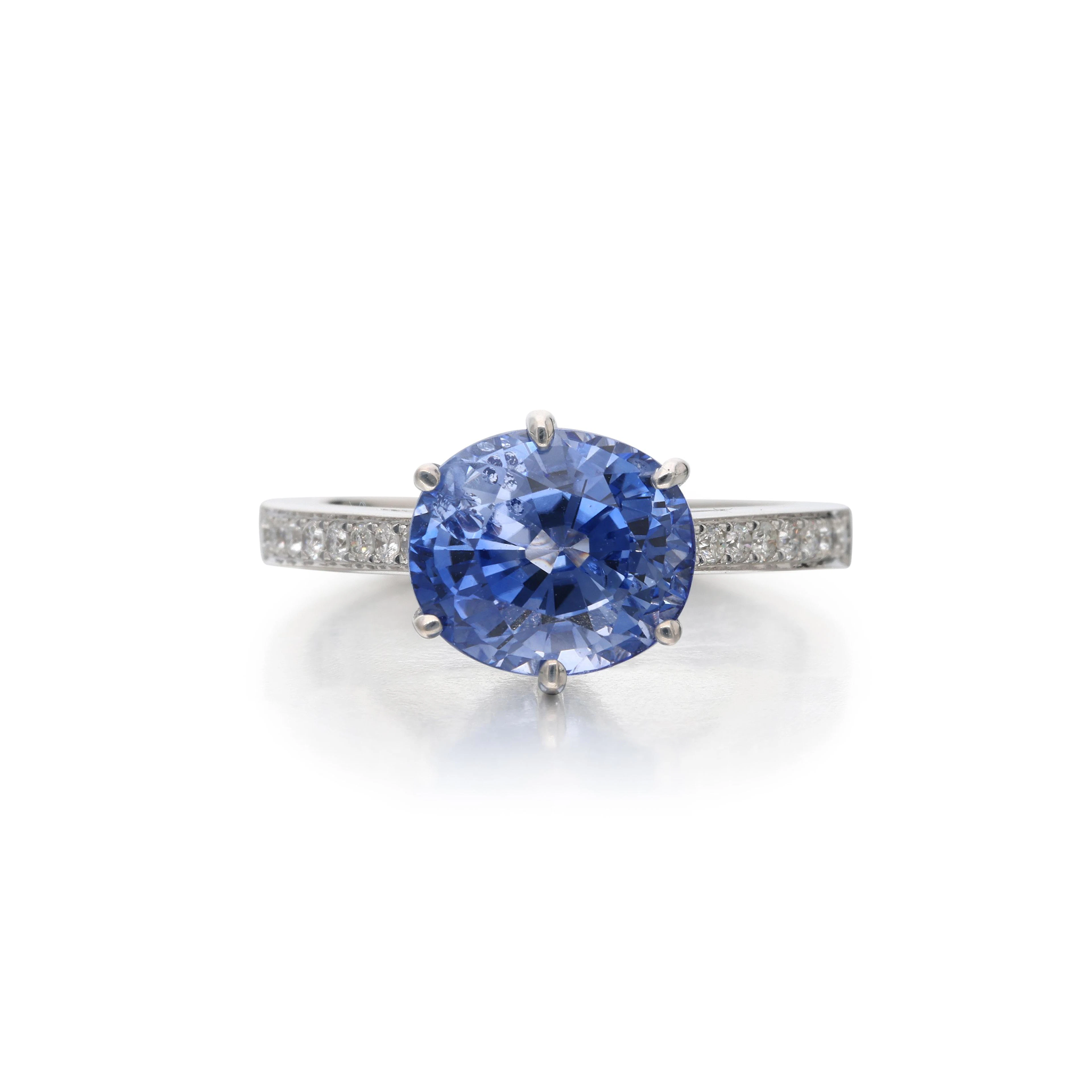 White Gold, 4.46ct Ceylon Sapphire and Diamond Ring