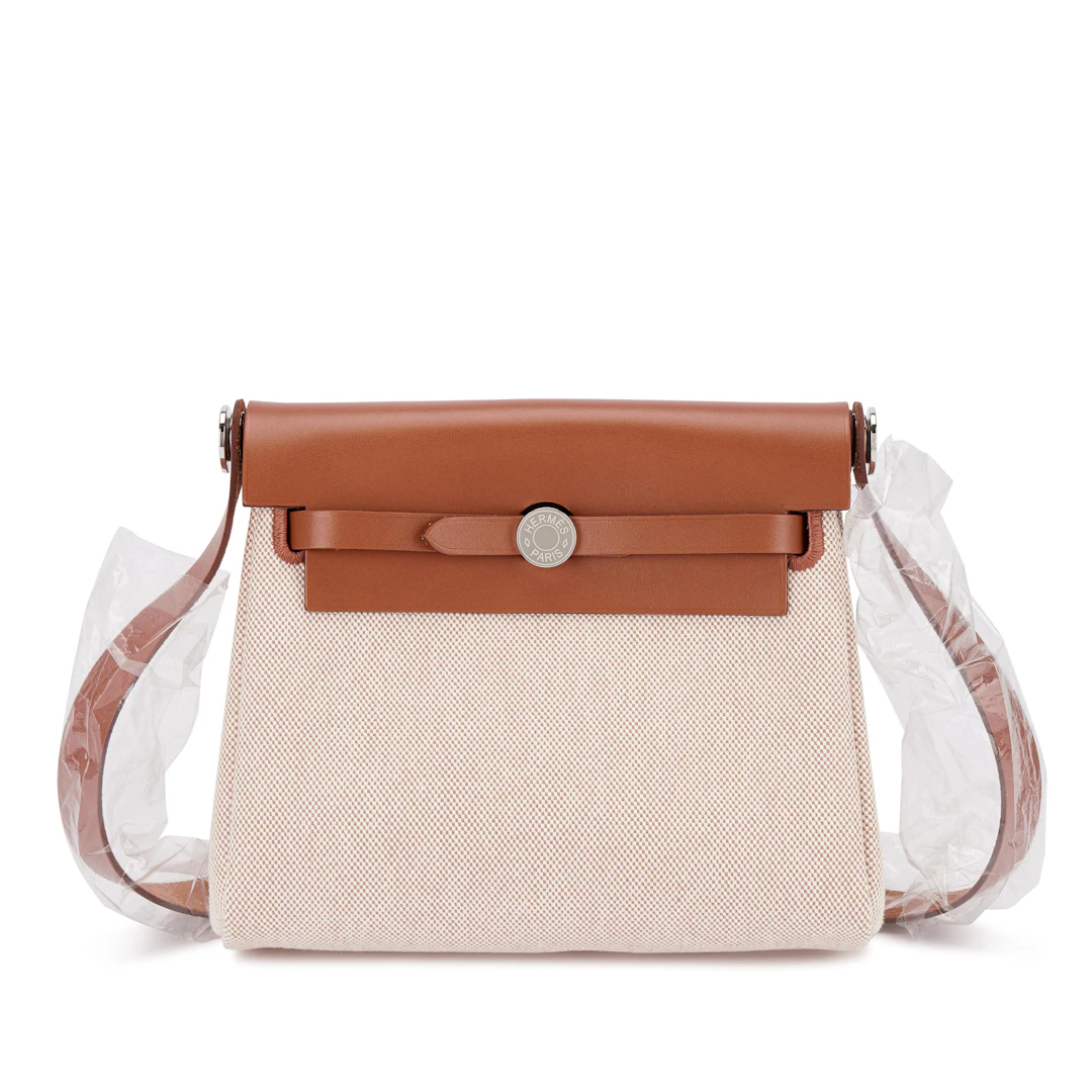 Fauve Vache Hunter and Ecru Toile Mini Herbag Zip 20 Palladium Hardware, 2024