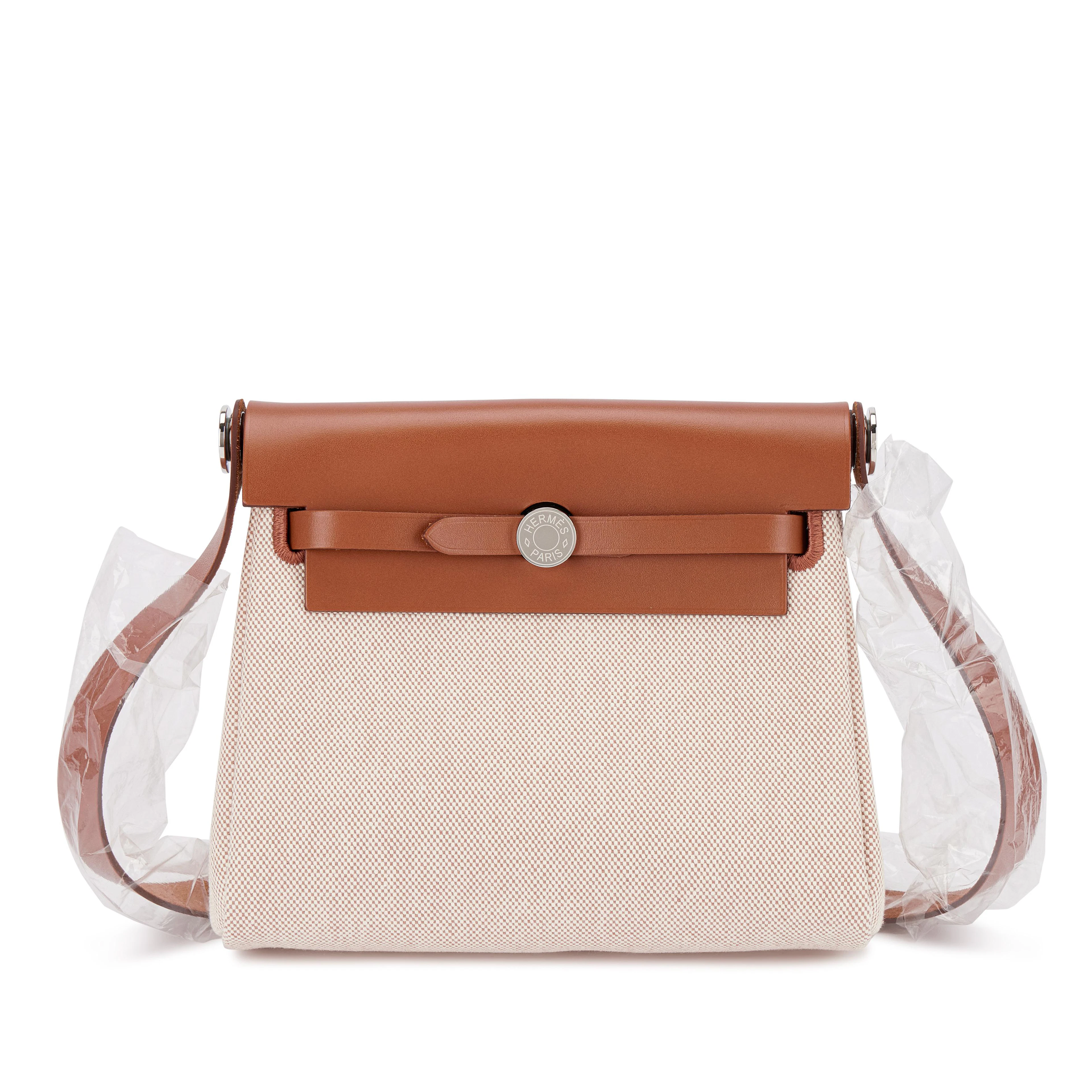 Fauve Vache Hunter and Ecru Toile Mini Herbag Zip 20 Palladium Hardware, 2024
