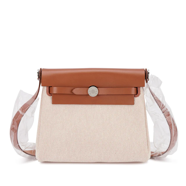 Fauve Vache Hunter and Ecru Toile Mini Herbag Zip 20 Palladium Hardware, 2024