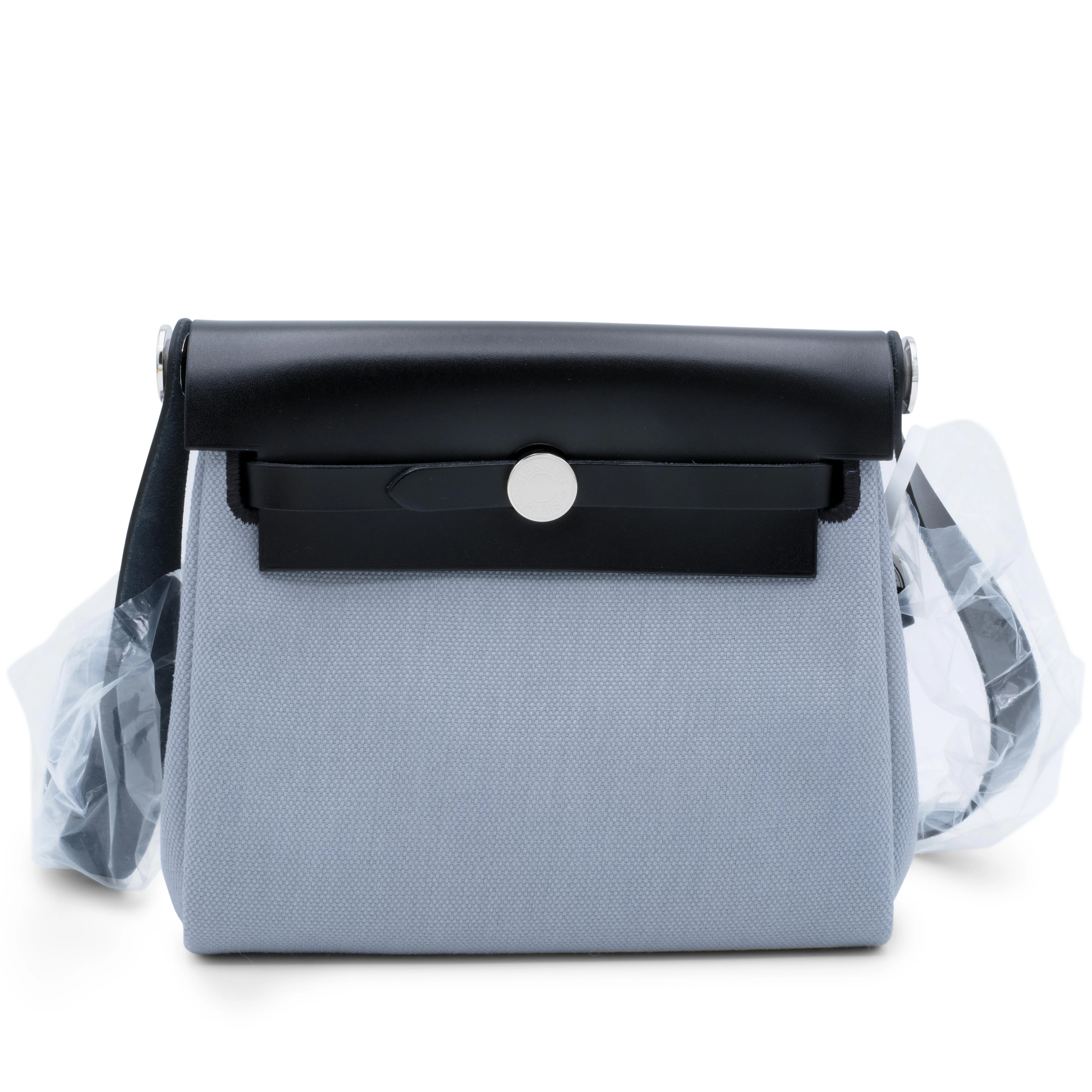 Black Vache Hunter and Gris Pantin Toile Mini Herbag Zip 20 Palladium