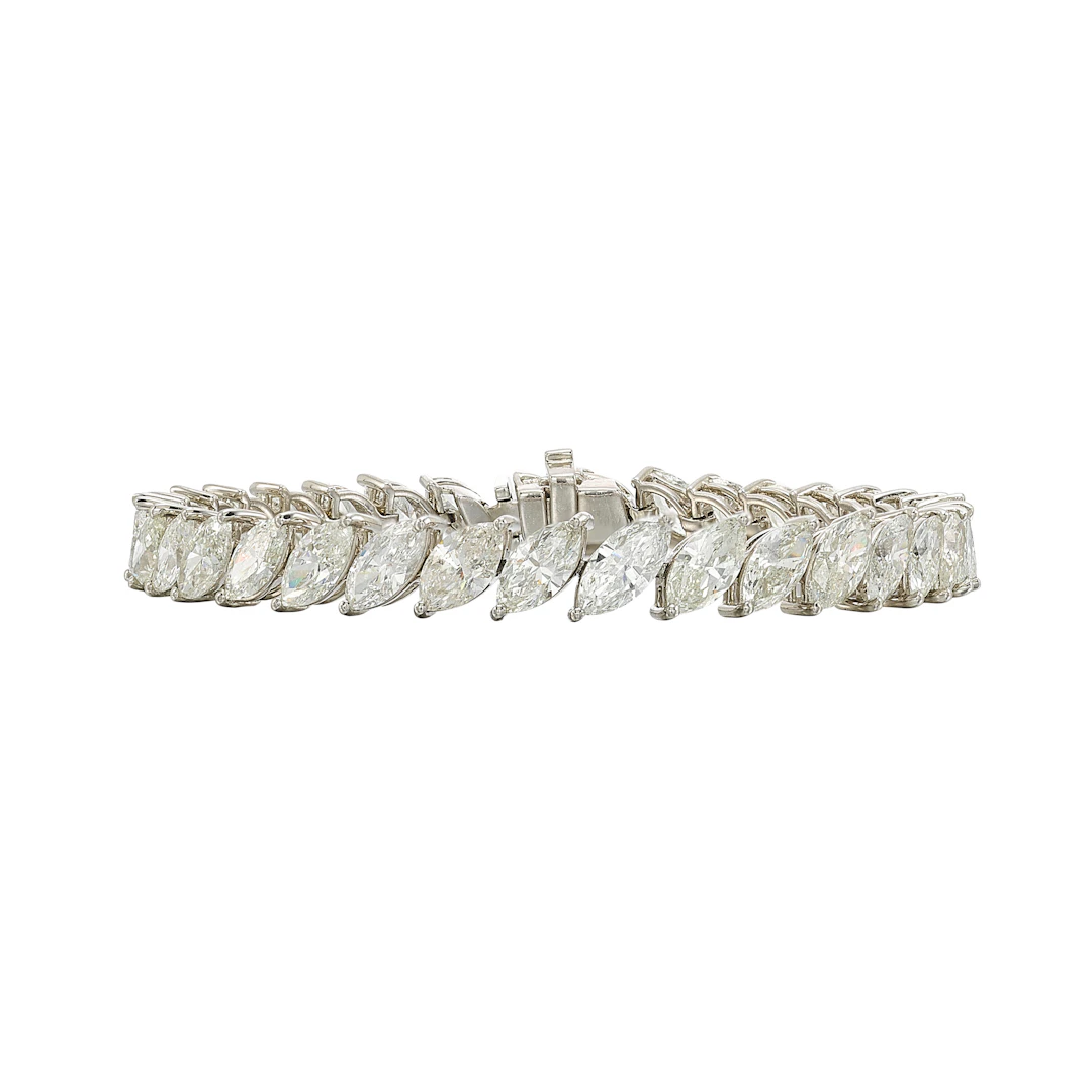 Platinum and 17.97ctw Marquise Cut Diamond Tennis Bracelet