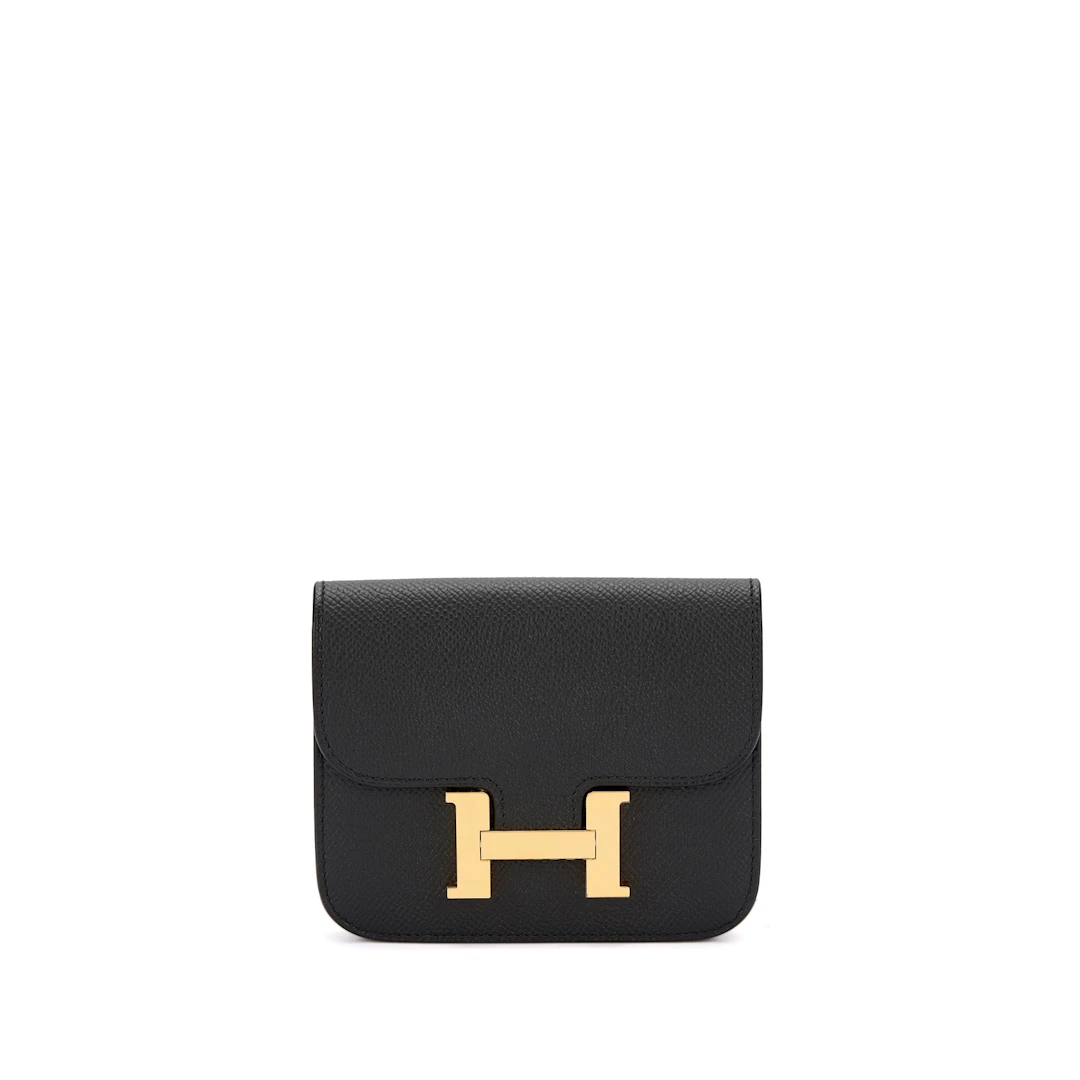 Black Epsom Constance Slim Wallet Gold Hardware, 2023