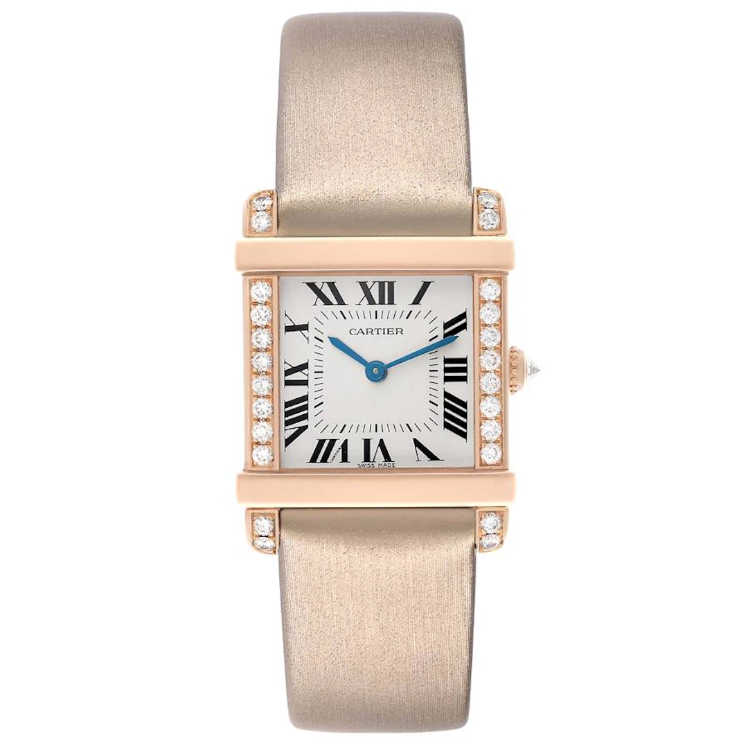 Tank Chinoise (Reference WE300131). A 32mm rose gold diamond-set quartz