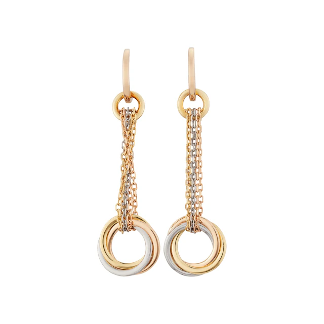 Gold, White Gold and Rose Gold Trinity Earrings