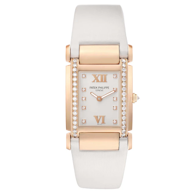 Twenty-4 (Reference 4920R-010). A 30mm rose gold diamond-set quartz