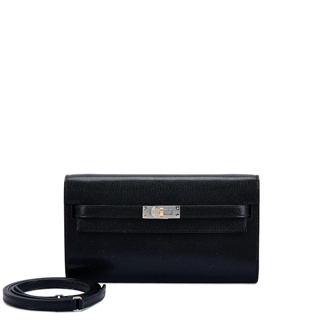 Black Chèvre Kelly-To-Go Wallet Electrum Hardware, 2025