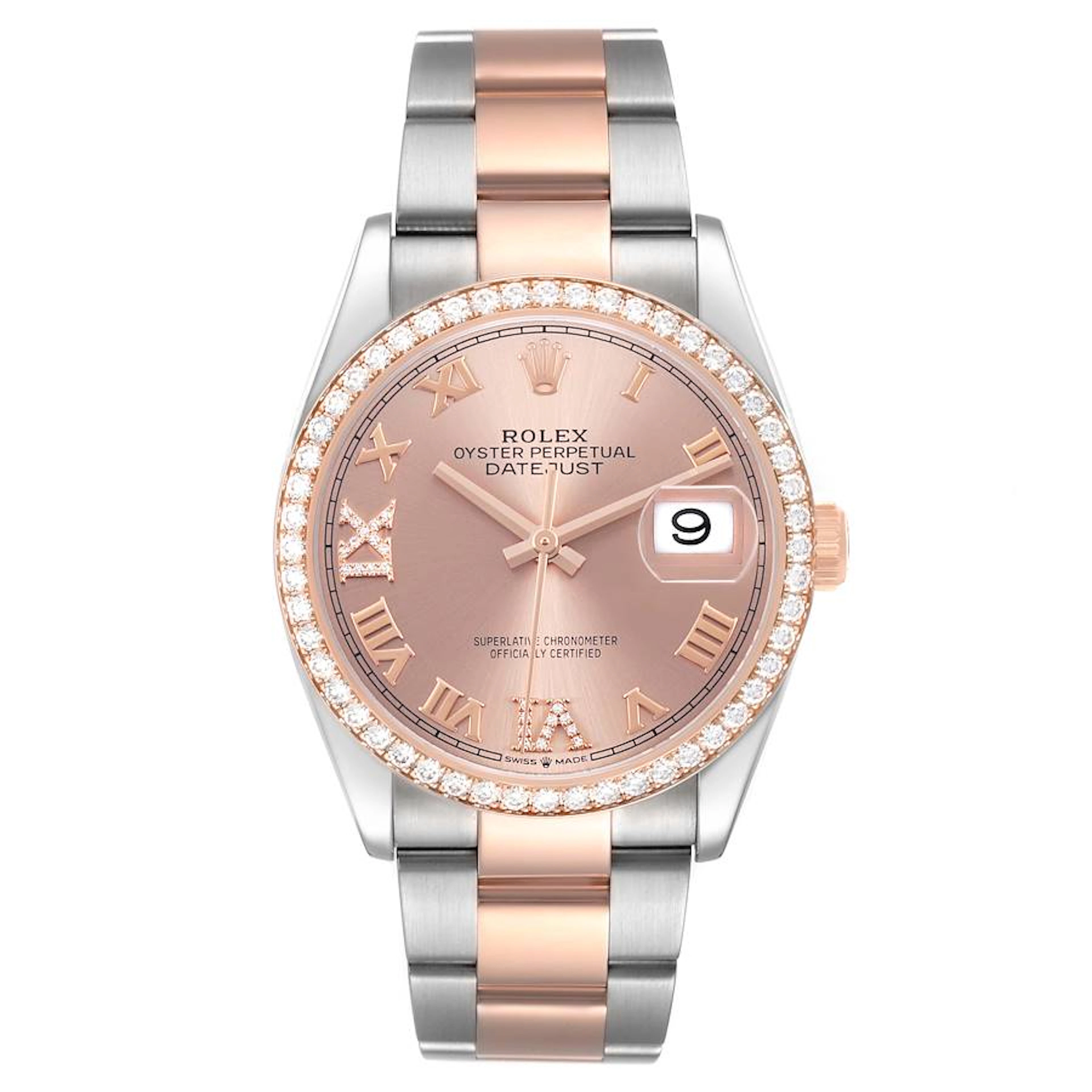 Datejust (Reference 126281). A 36mm rose gold stainless steel automatic