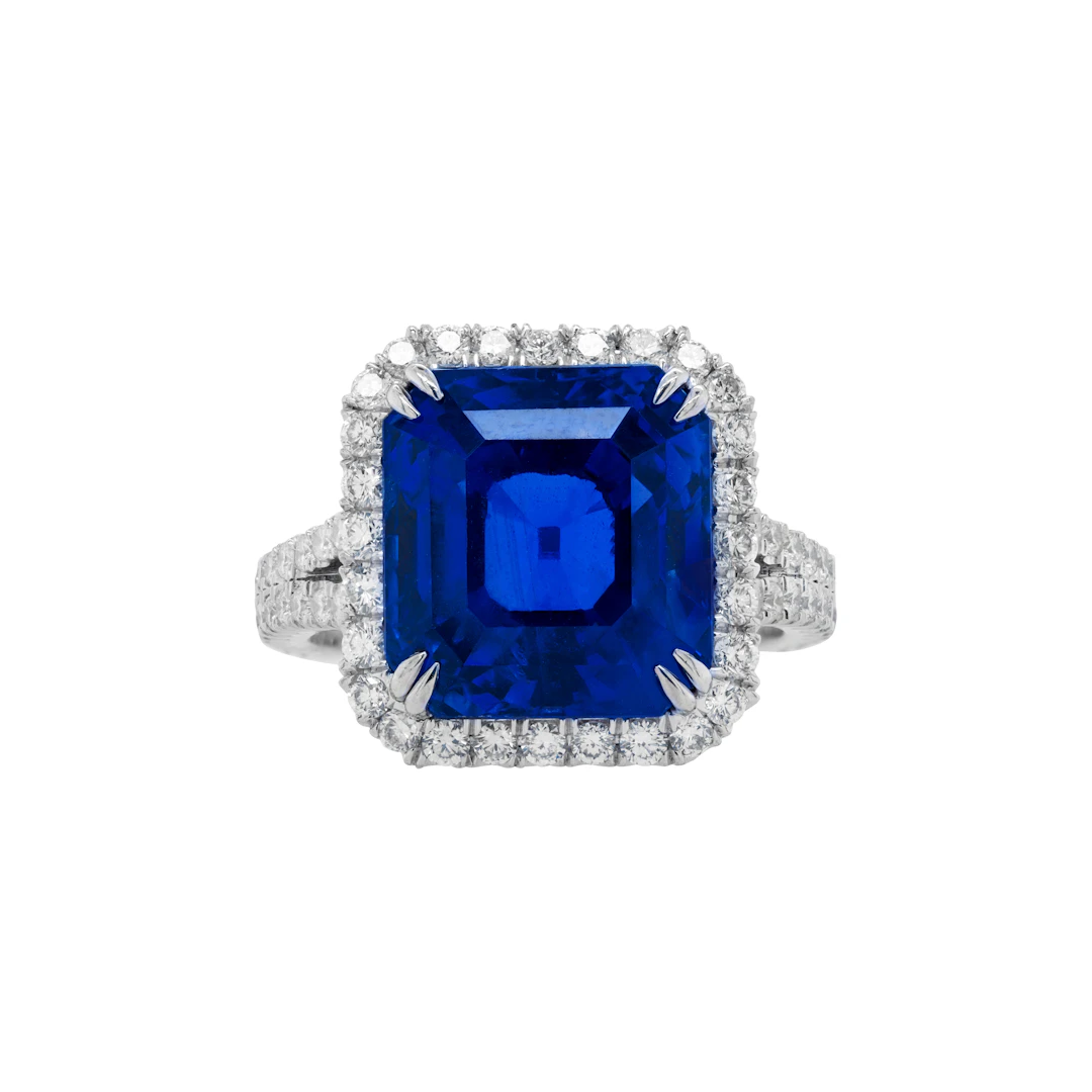 Platinum, 13.42ct Ceylon Sapphire and Diamond Ring