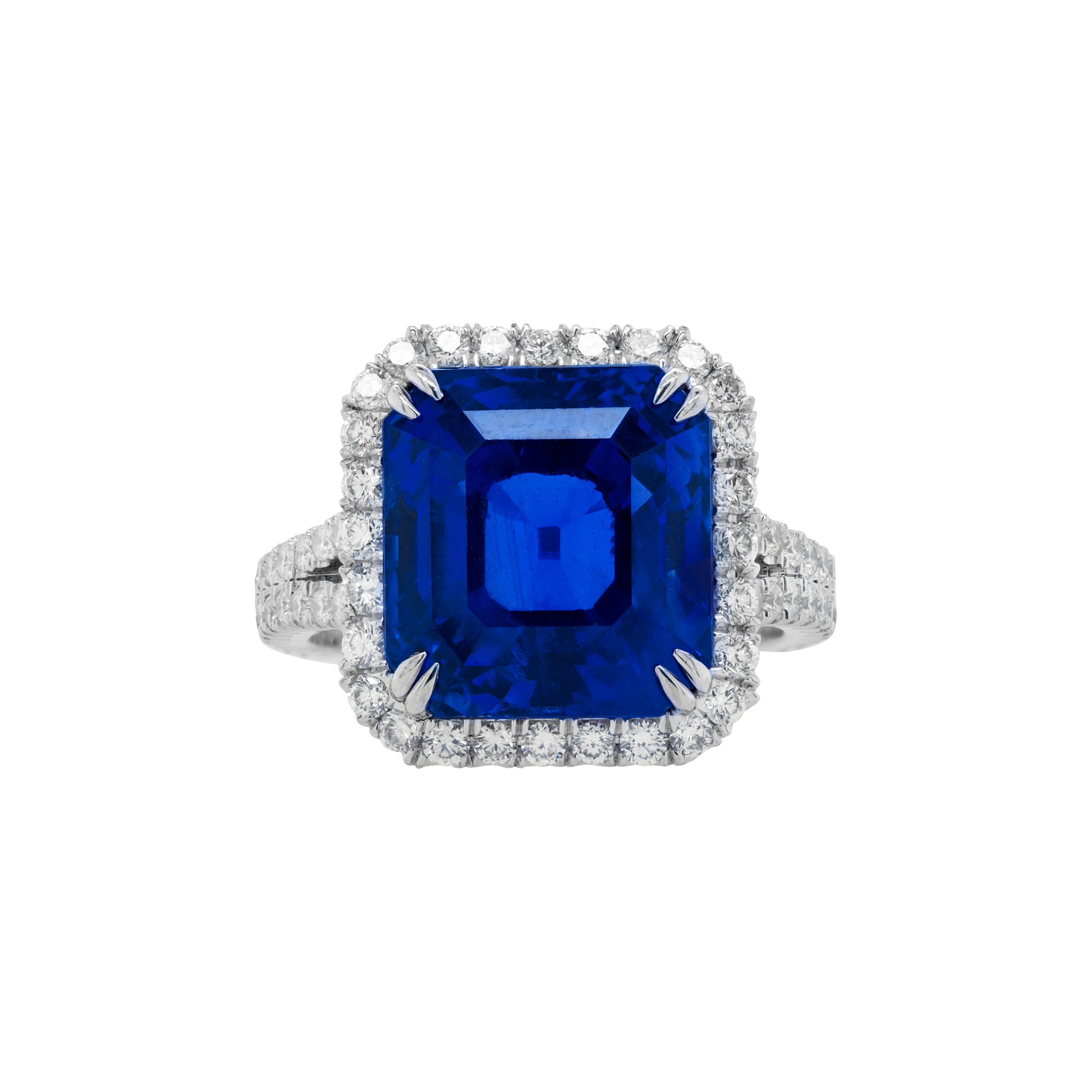 Platinum, 13.42ct Ceylon Sapphire and Diamond Ring