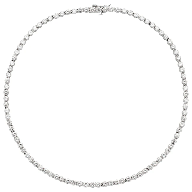 Platinum and 14.50ctw Round Brilliant Cut Diamond Tennis Necklace