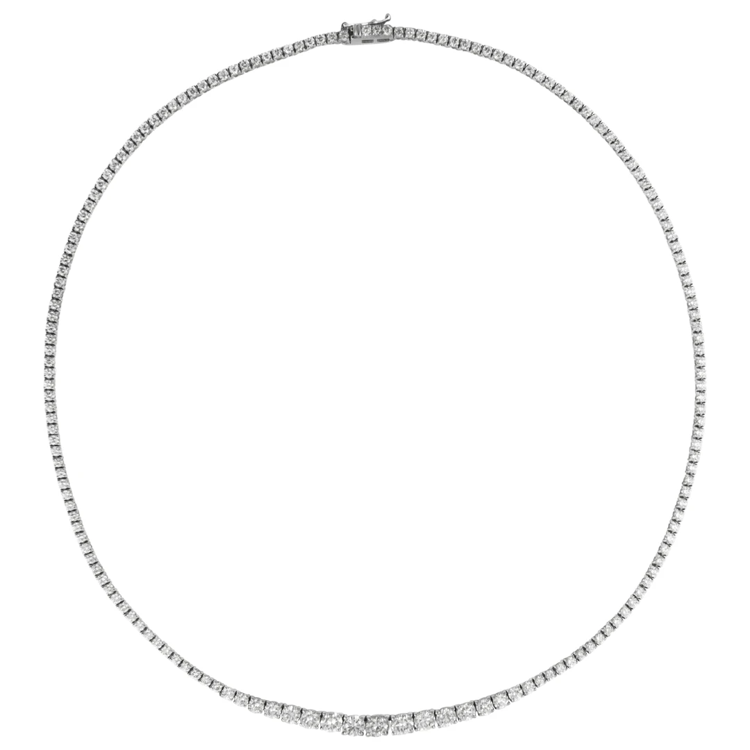 White Gold and 7.65ctw Round Brilliant Cut Diamond Rivière Tennis Necklace