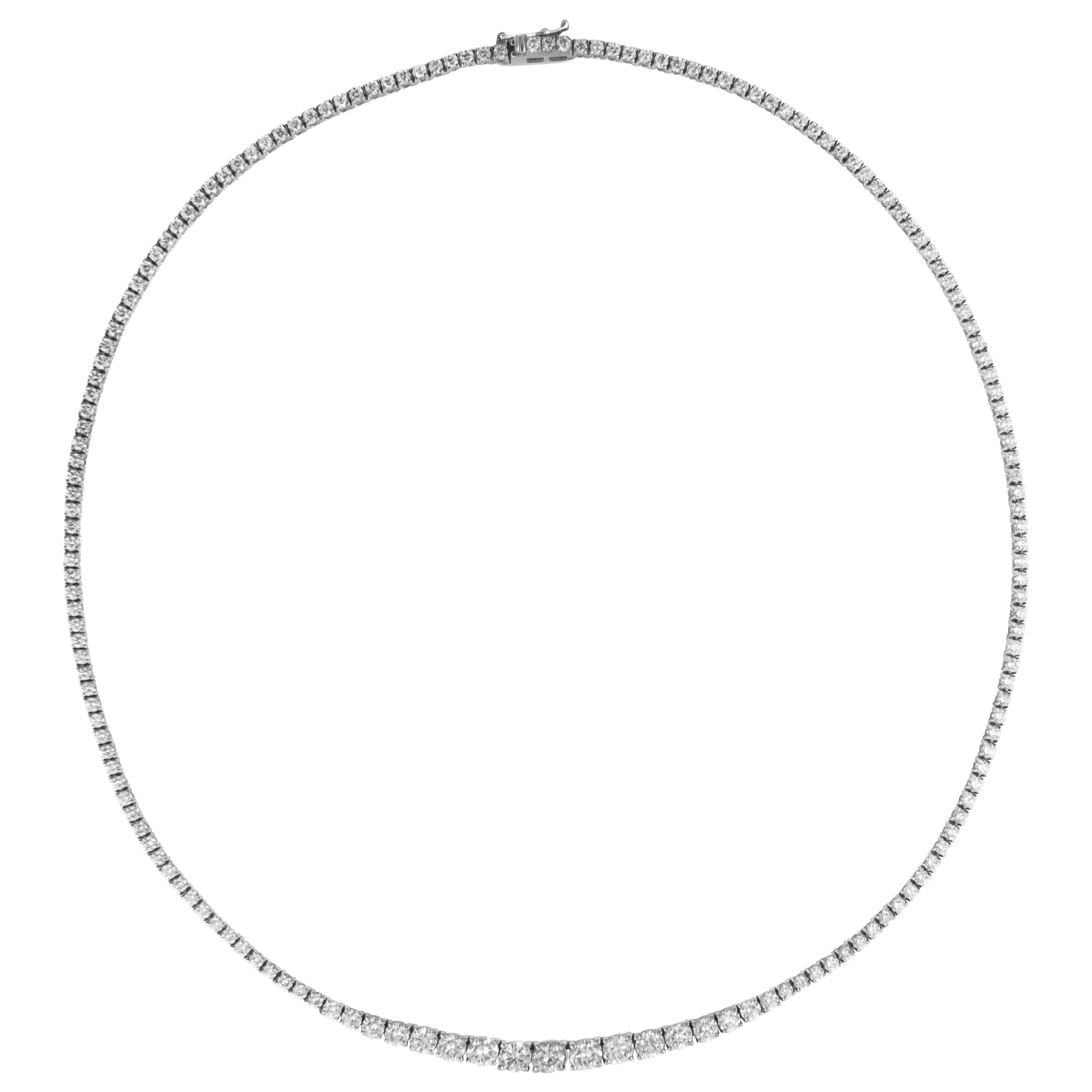 White Gold and 7.65ctw Round Brilliant Cut Diamond Rivière Tennis Necklace